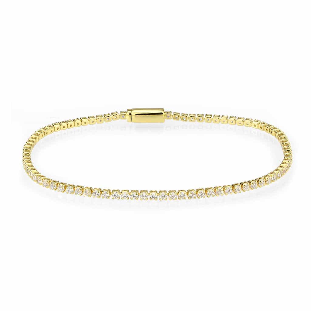 Brass Gold CZ Round Tennis Magnetic Large Bracelet view 1