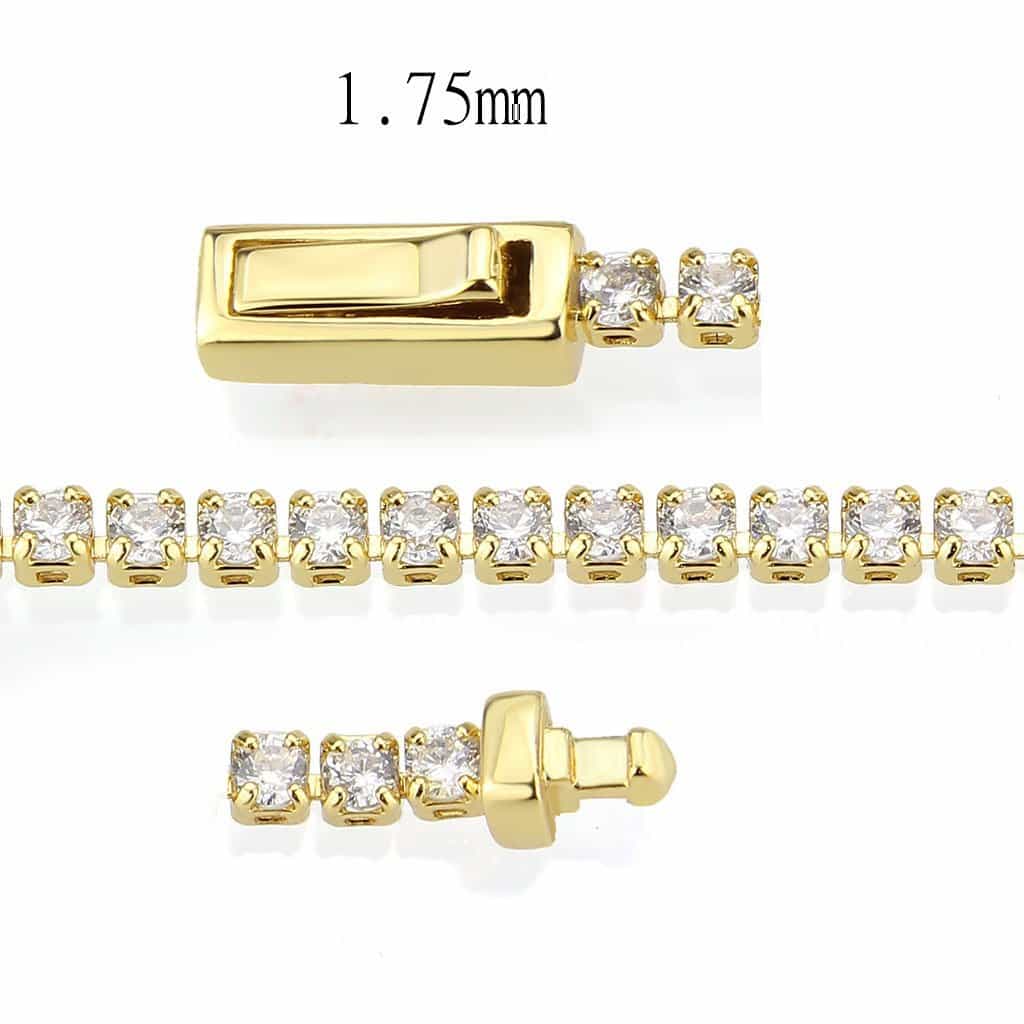 Brass Gold CZ Round Tennis Magnetic Large Bracelet view 4