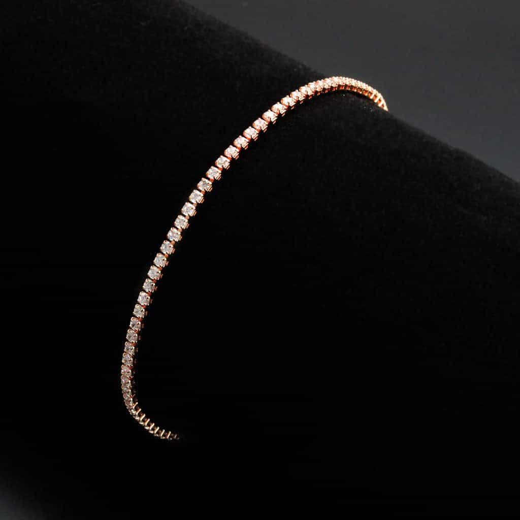 Brass Rose Gold CZ Round Tennis Magnetic Large Ring view 2