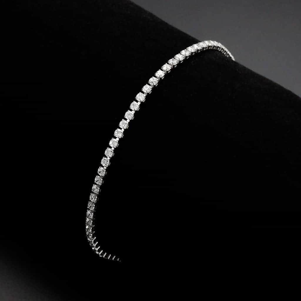 Brass CZ Round Tennis Magnetic Clasp Large Bracelet view 2