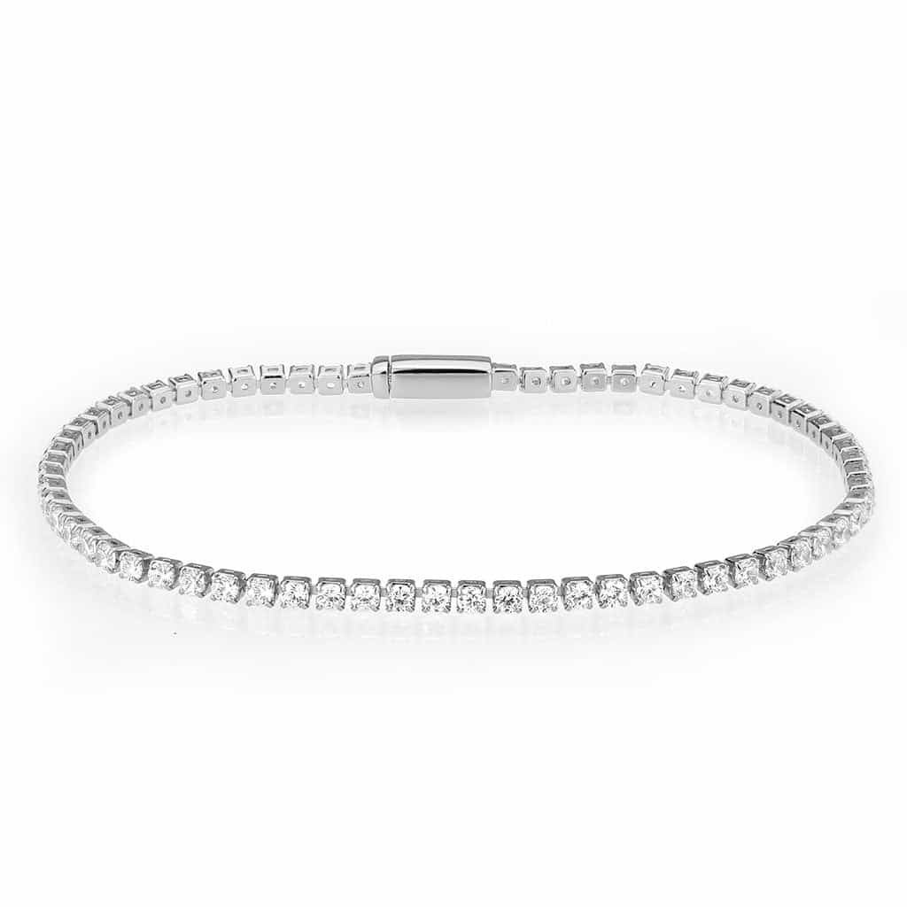 Brass CZ Round Tennis Magnetic Clasp Large Bracelet view 1
