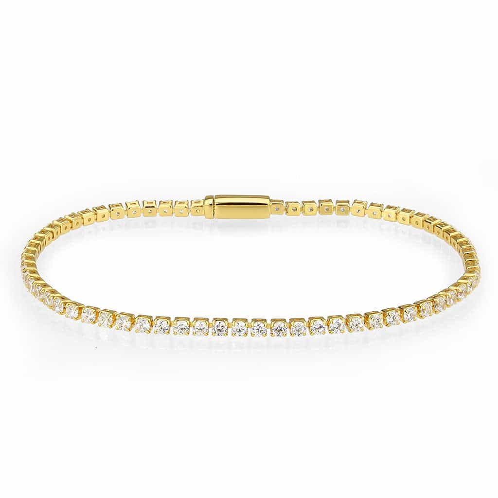Brass Gold CZ Square Tennis Magnetic Bracelet view 1