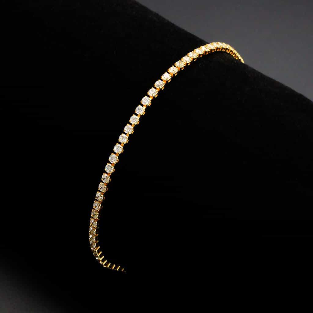Brass Gold CZ Square Tennis Magnetic Bracelet view 2