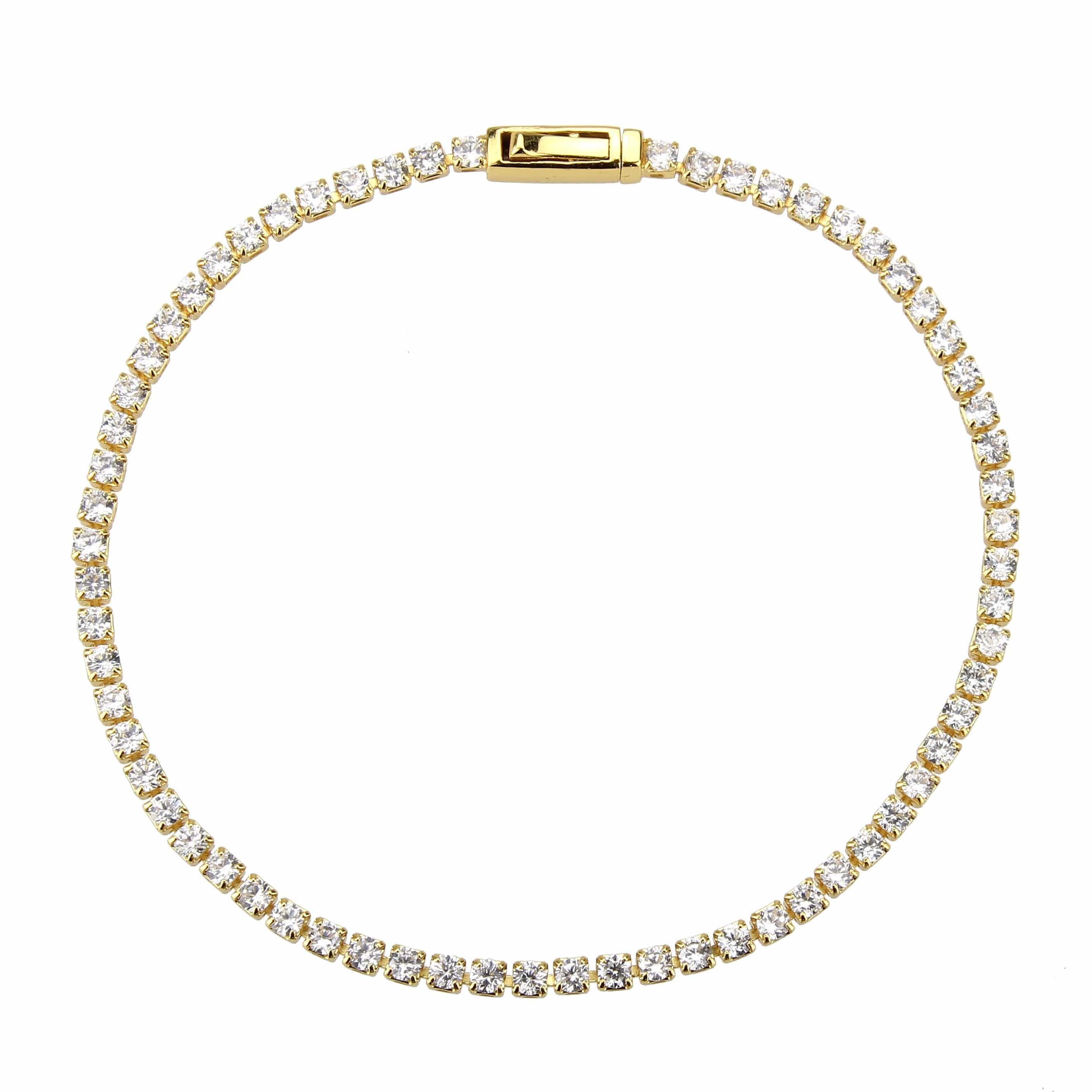 Brass Gold CZ Square Tennis Magnetic Bracelet view 3