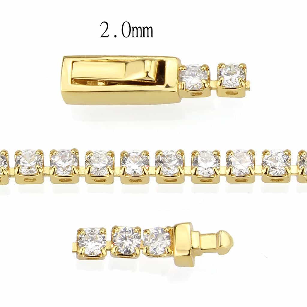 Brass Gold CZ Square Tennis Magnetic Bracelet view 4