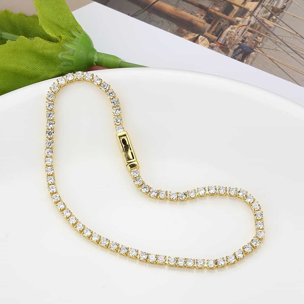 Brass Gold CZ Square Tennis Magnetic Bracelet view 5