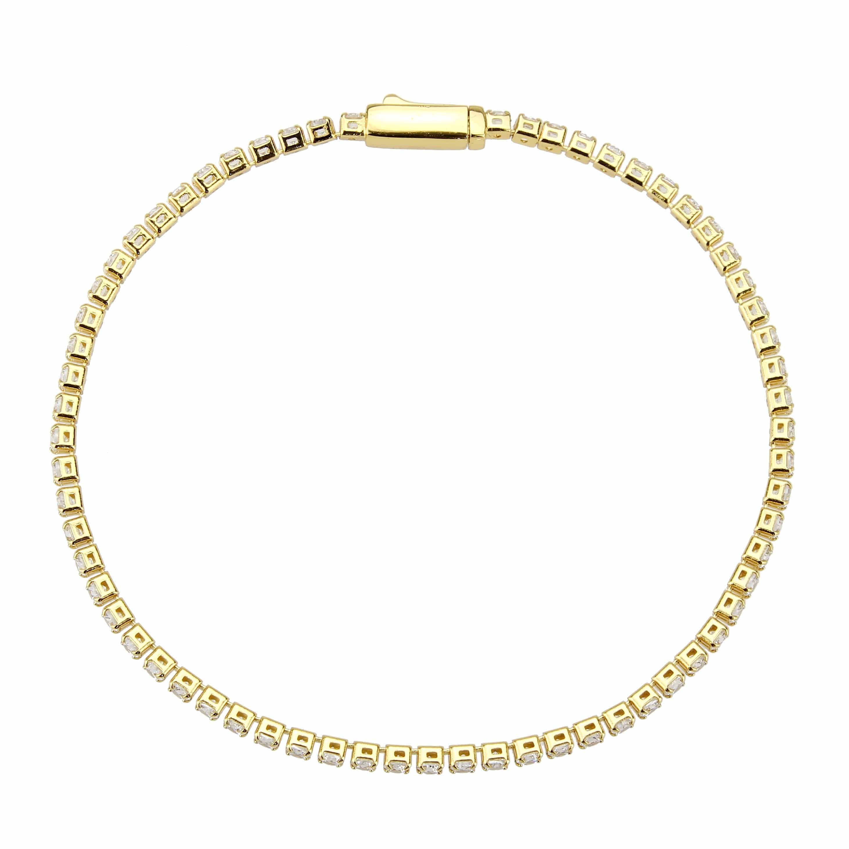 Brass Gold CZ Square Tennis Magnetic Bracelet view 6