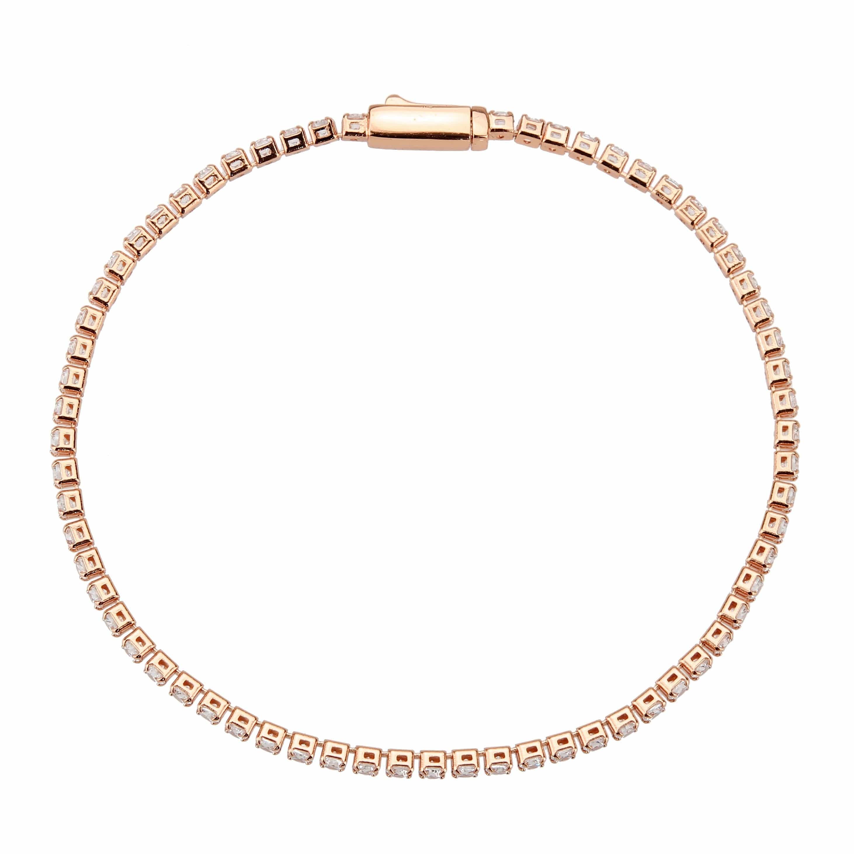 Brass Rose Gold CZ Square Tennis Magnetic Ring view 6