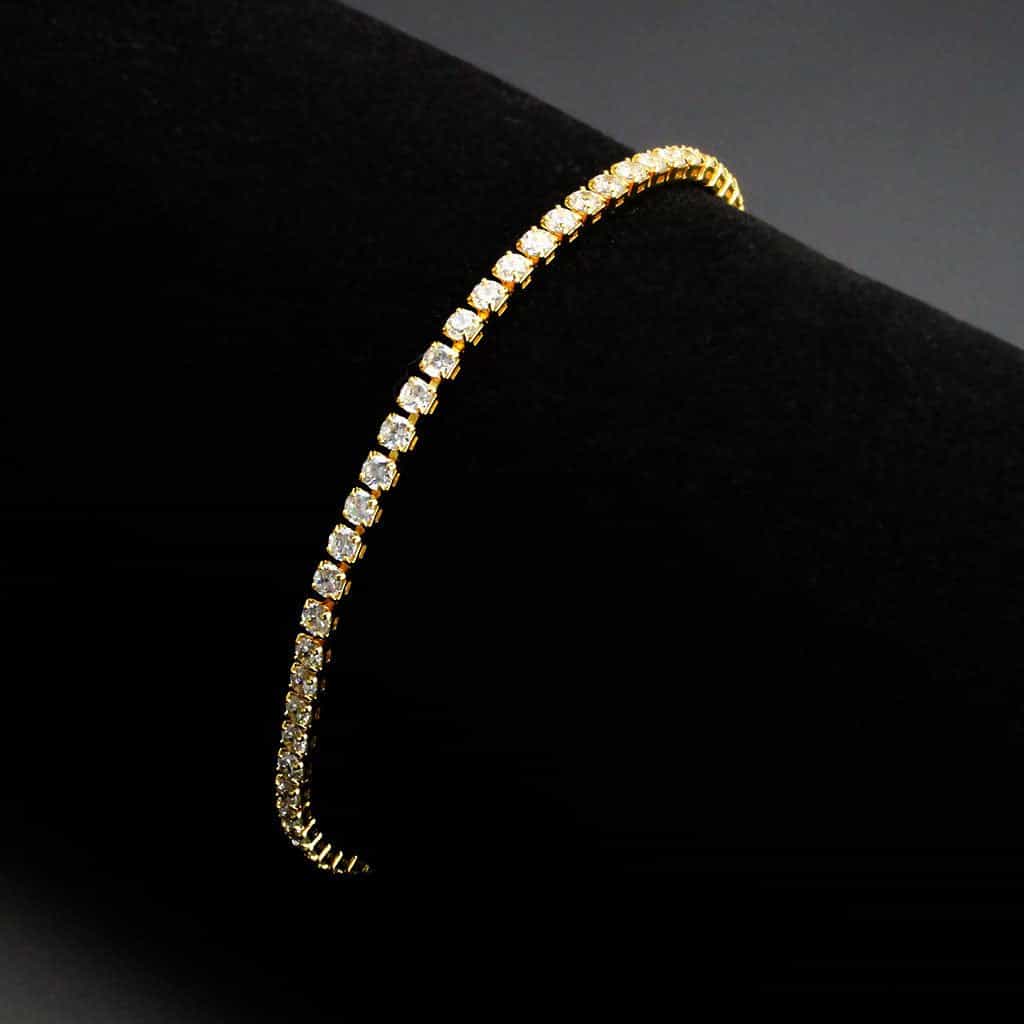 Brass Gold CZ Round Tennis Clasp Bracelet | The Stainless Jewelry view 2