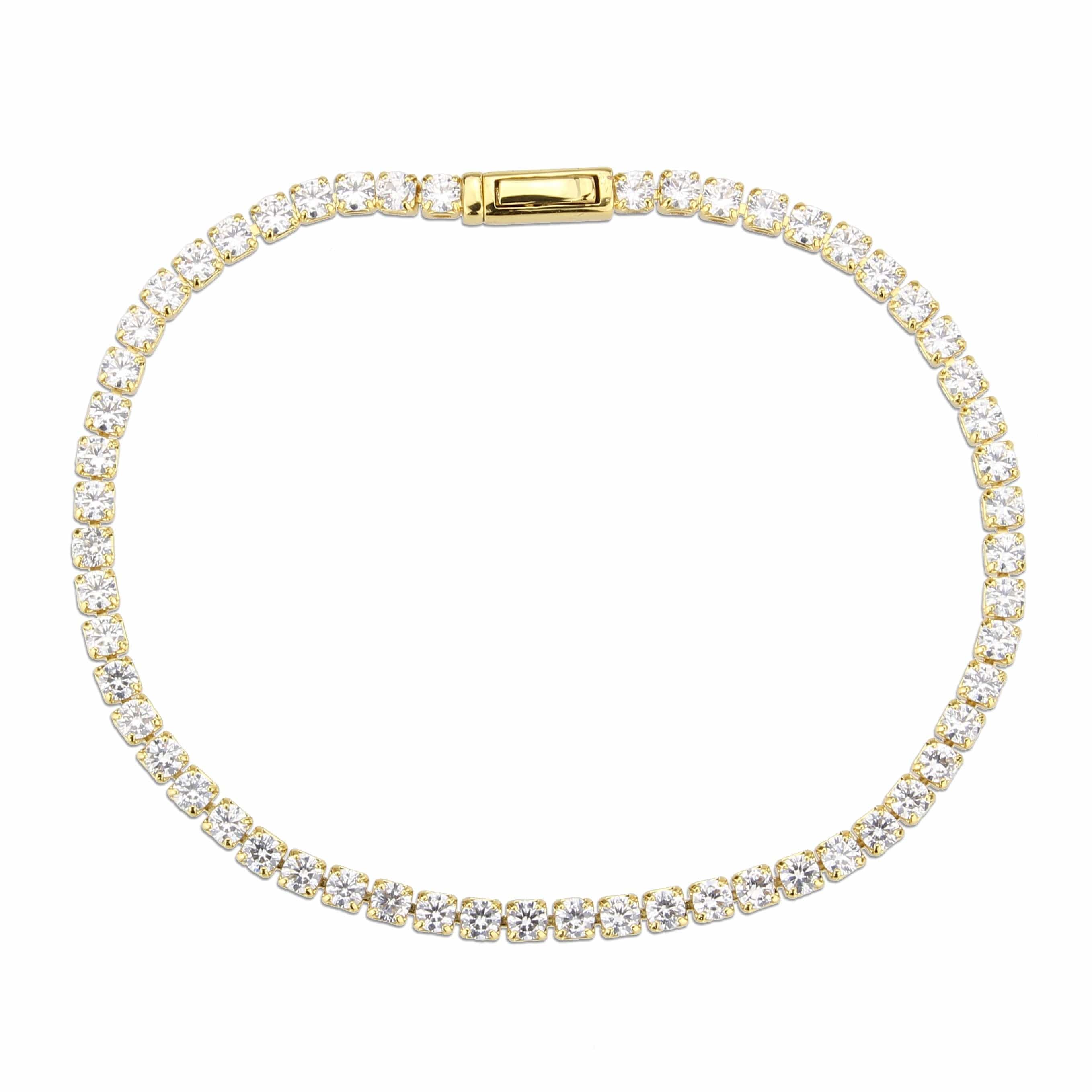Brass Gold CZ Round Tennis Clasp Bracelet | The Stainless Jewelry view 3