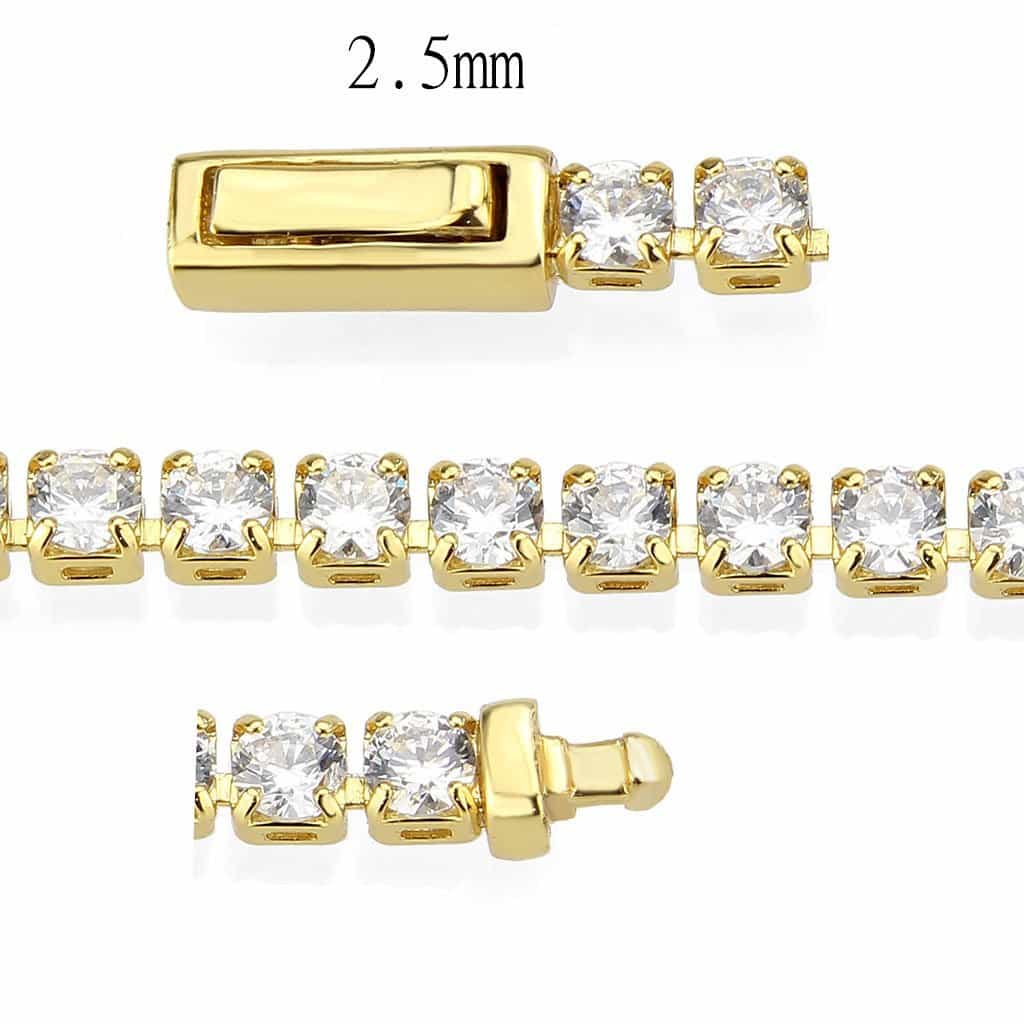 Brass Gold CZ Round Tennis Clasp Bracelet | The Stainless Jewelry view 4
