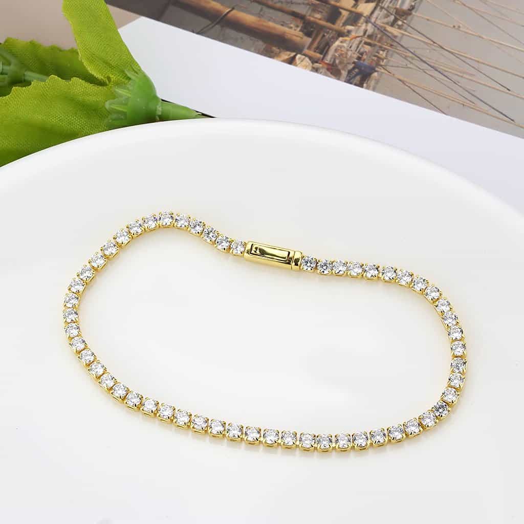 Brass Gold CZ Round Tennis Clasp Bracelet | The Stainless Jewelry view 5