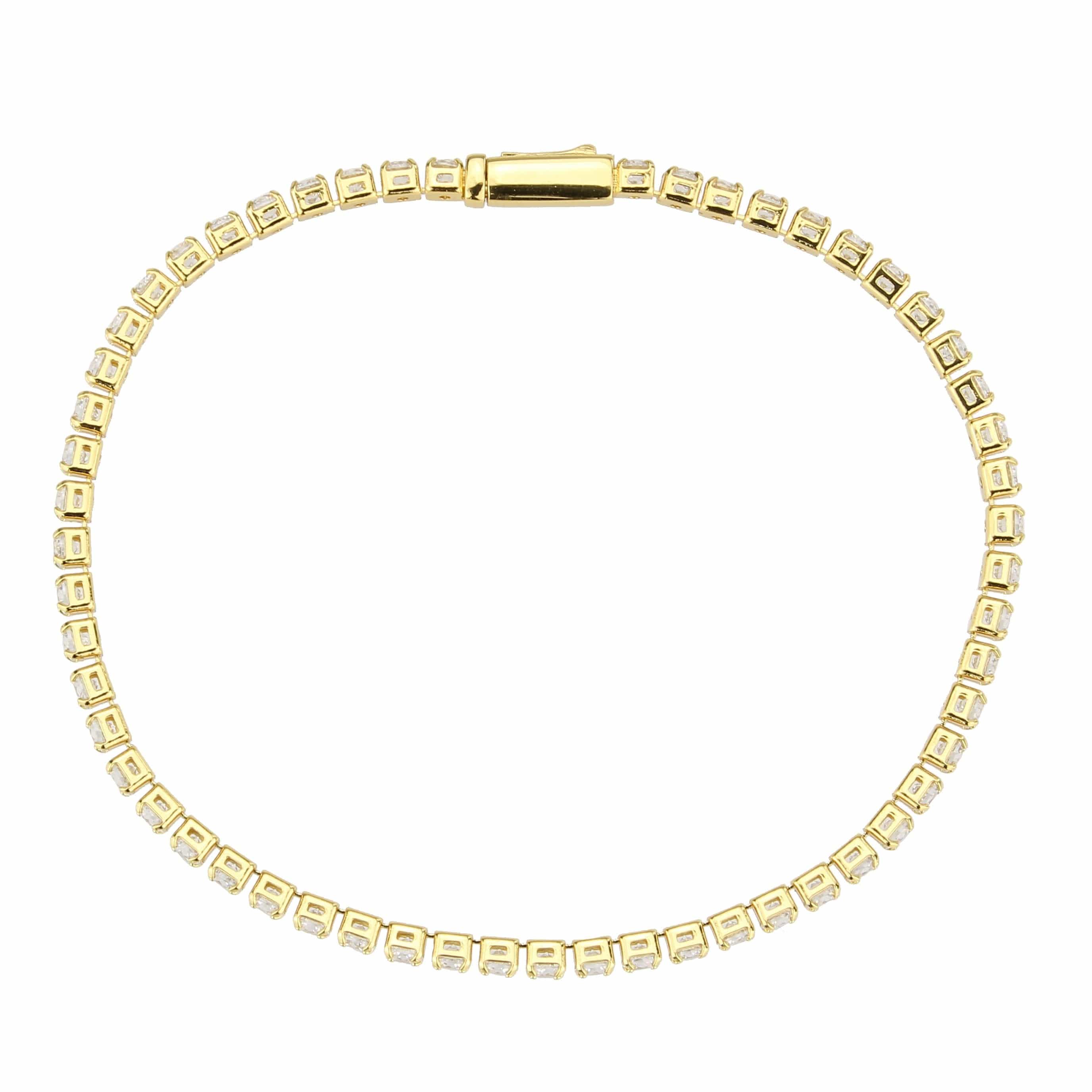 Brass Gold CZ Round Tennis Clasp Bracelet | The Stainless Jewelry view 6