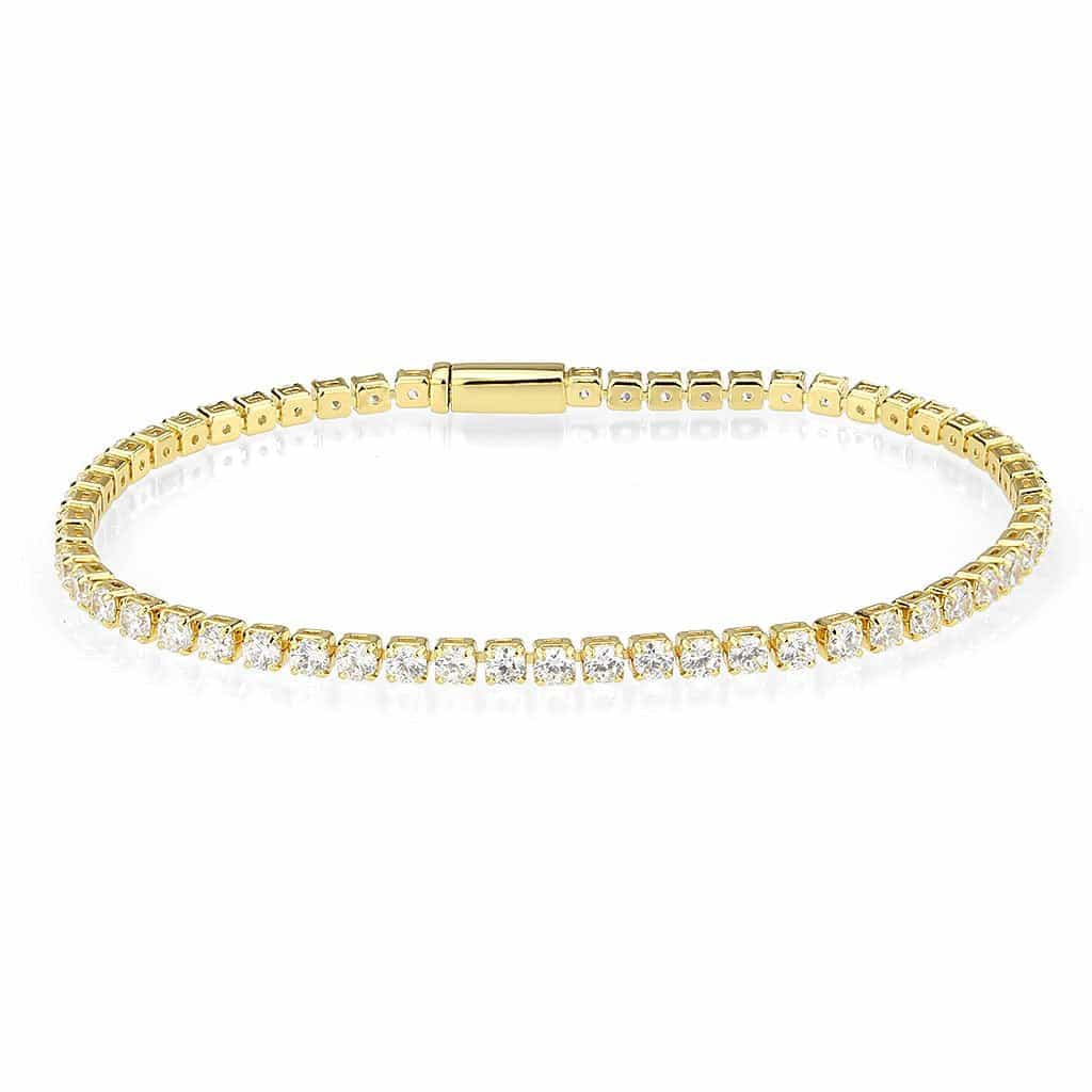 Brass Gold CZ Round Tennis Clasp Bracelet | The Stainless Jewelry view 1