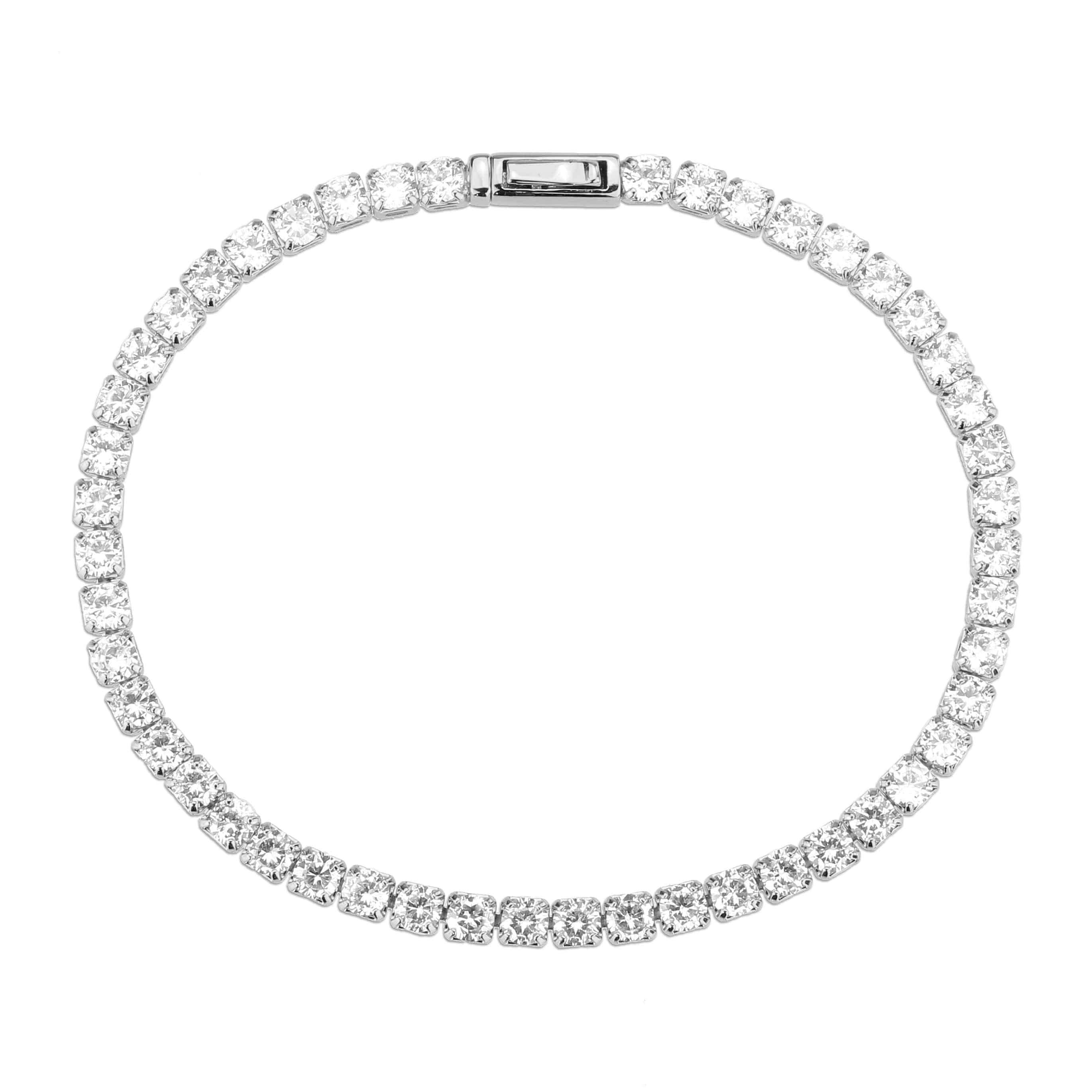 Brass CZ Round Tennis Clasp Bracelet | The Stainless Jewelry view 3