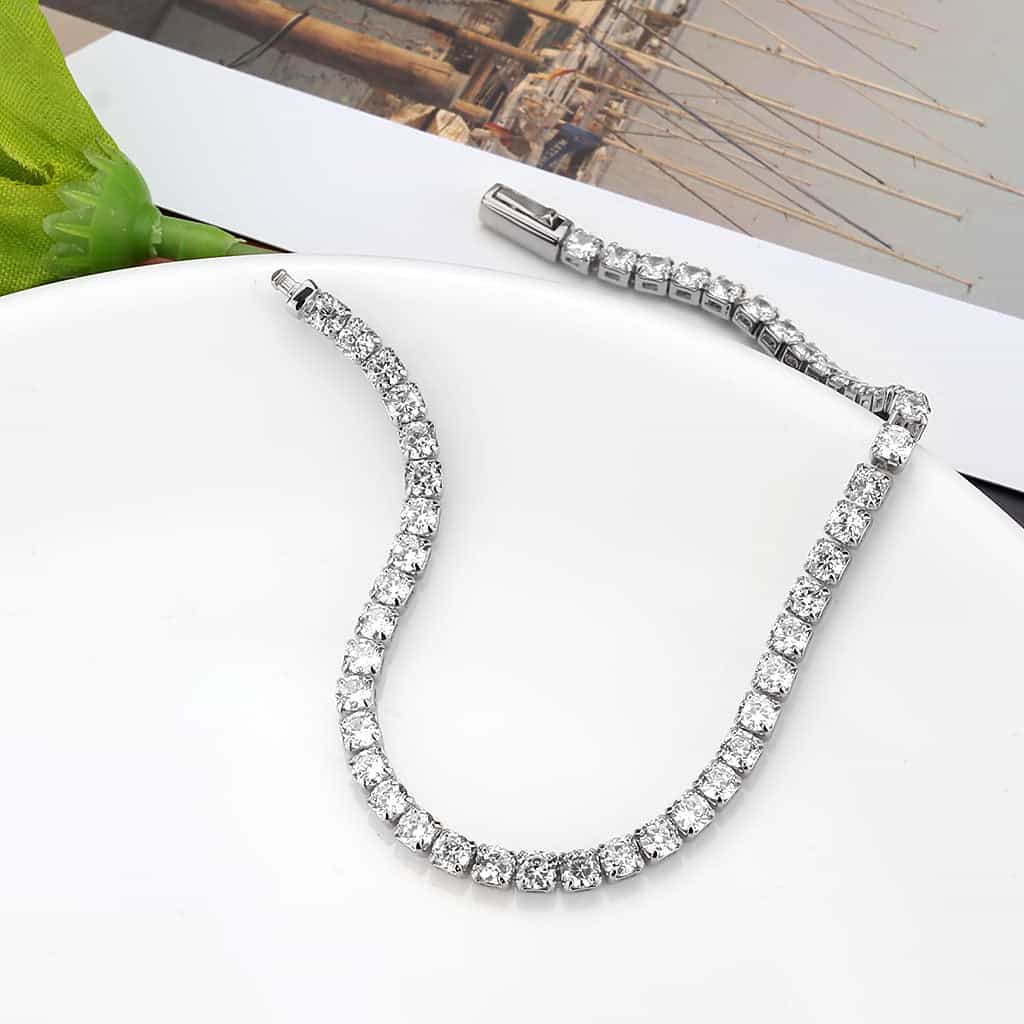 Brass CZ Round Tennis Clasp Bracelet | The Stainless Jewelry view 5