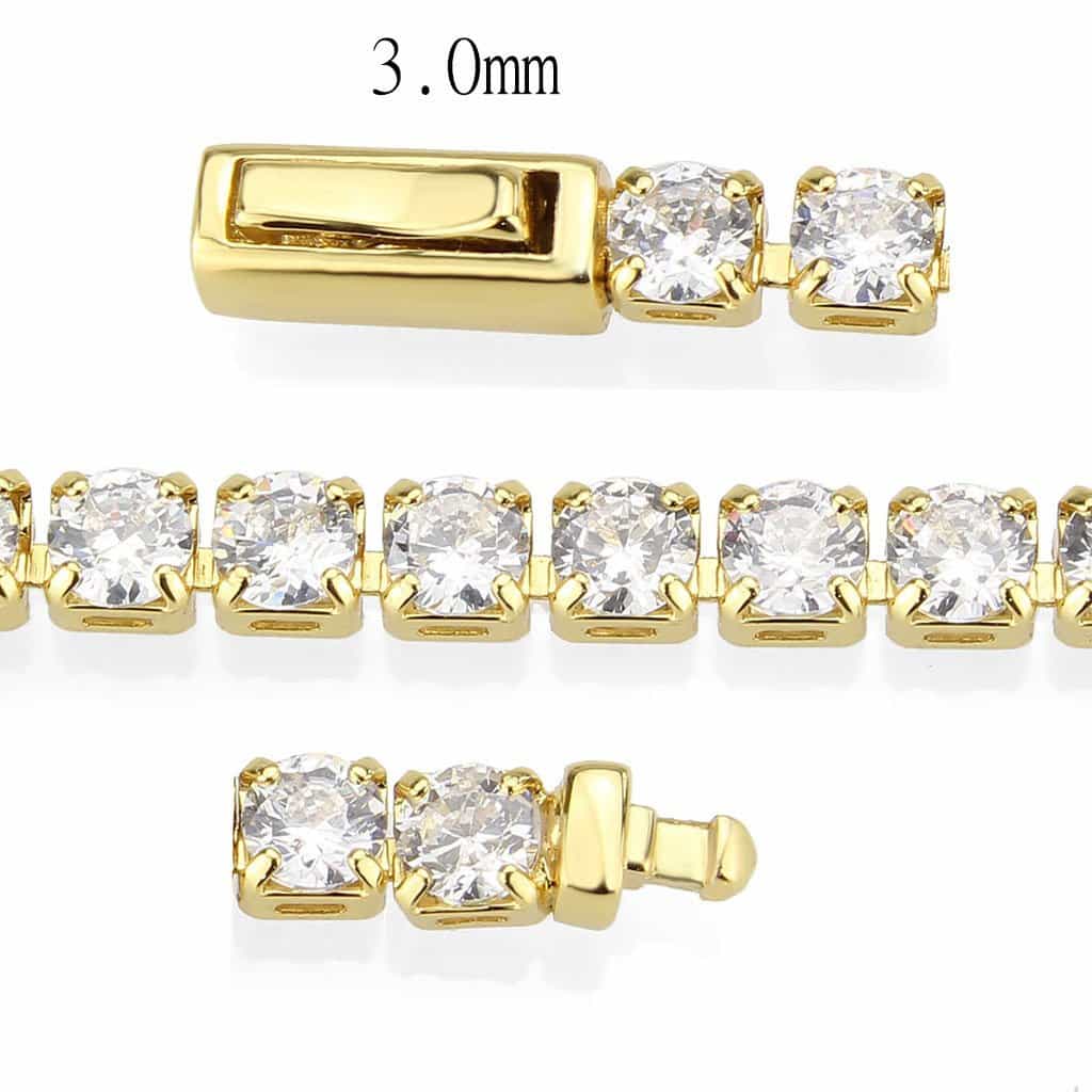 Brass Rose Gold CZ Round Tennis Magnetic Thin Bracelet view 4