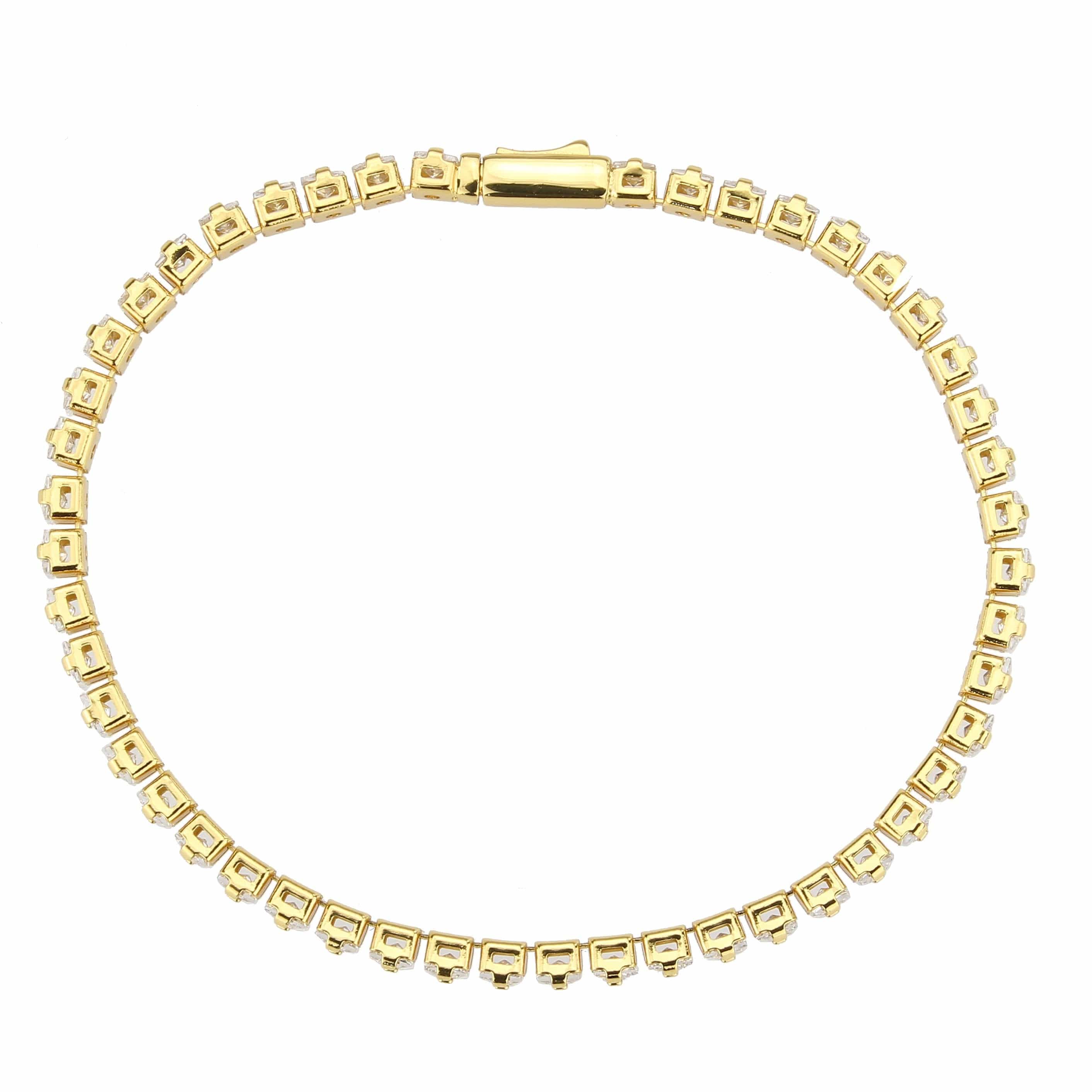 Brass Gold CZ Round Tennis Clasp Large Bracelet 3W1695 view 6