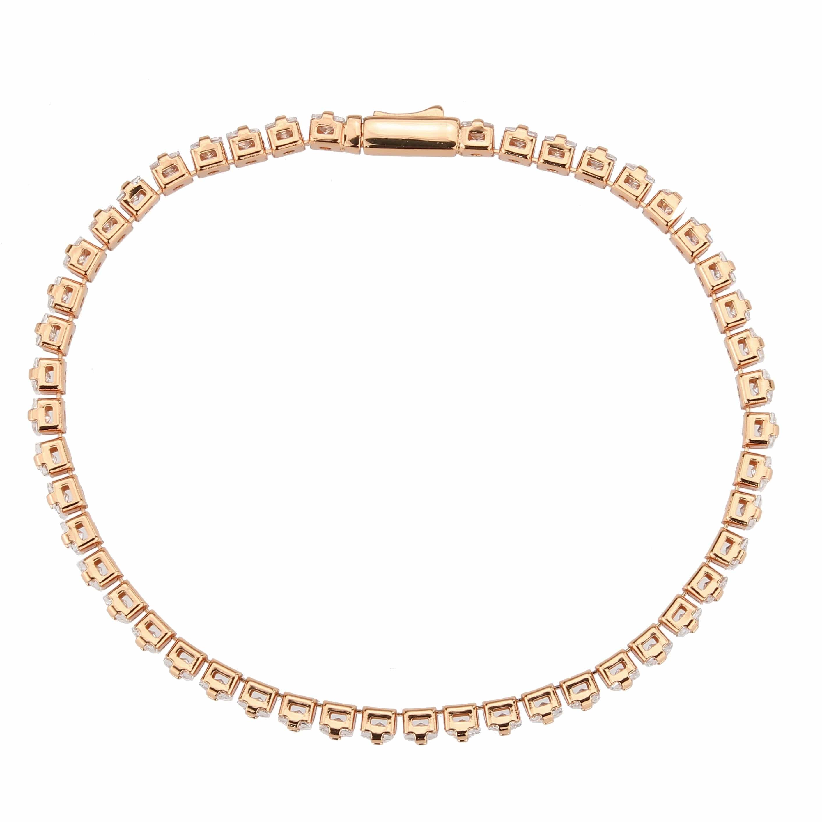 Brass Rose Gold CZ Square Tennis Clasp Ring view 6