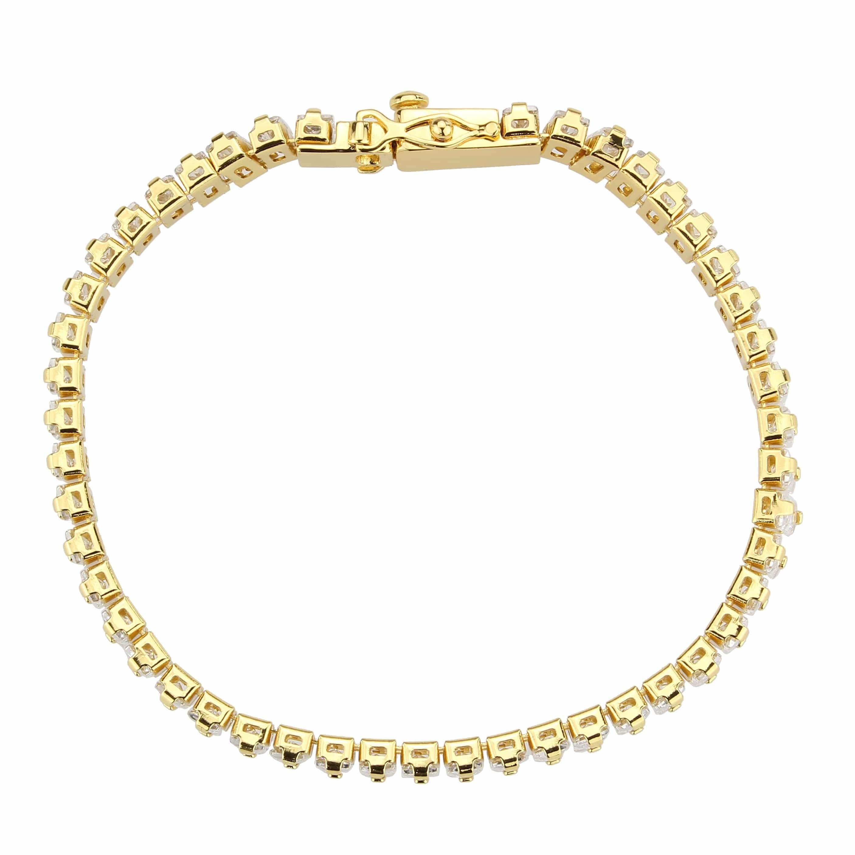 Brass Gold CZ Baguette Tennis Clasp Bracelet view 6
