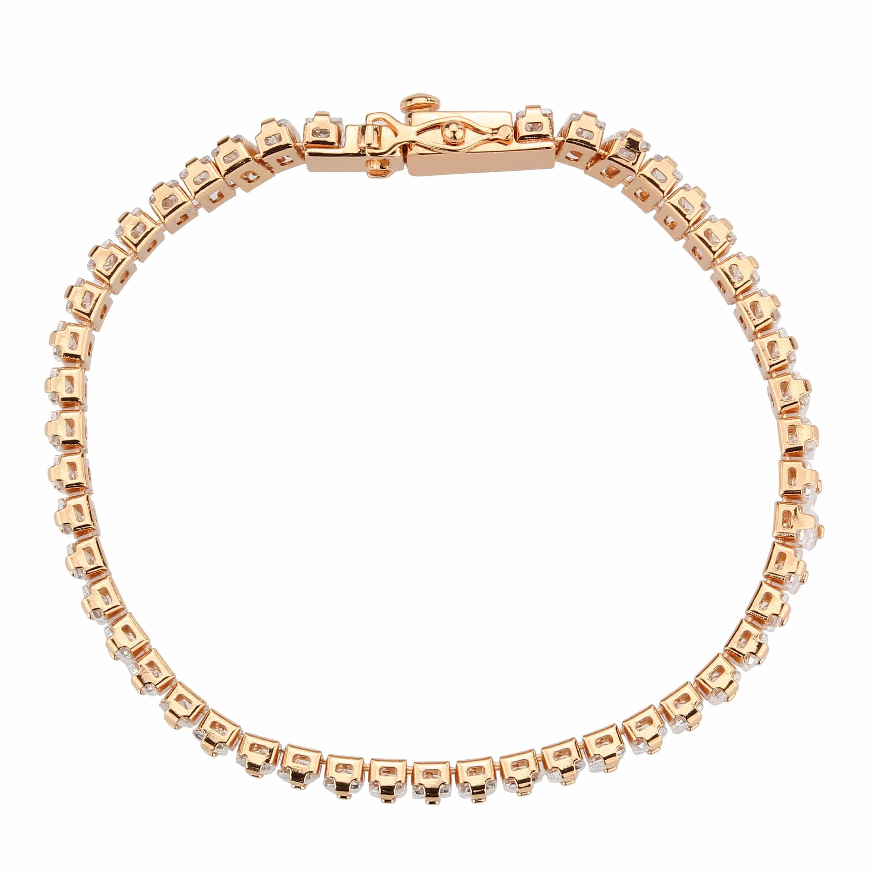 Brass Rose Gold CZ Baguette Tennis Clasp Large Ring view 6