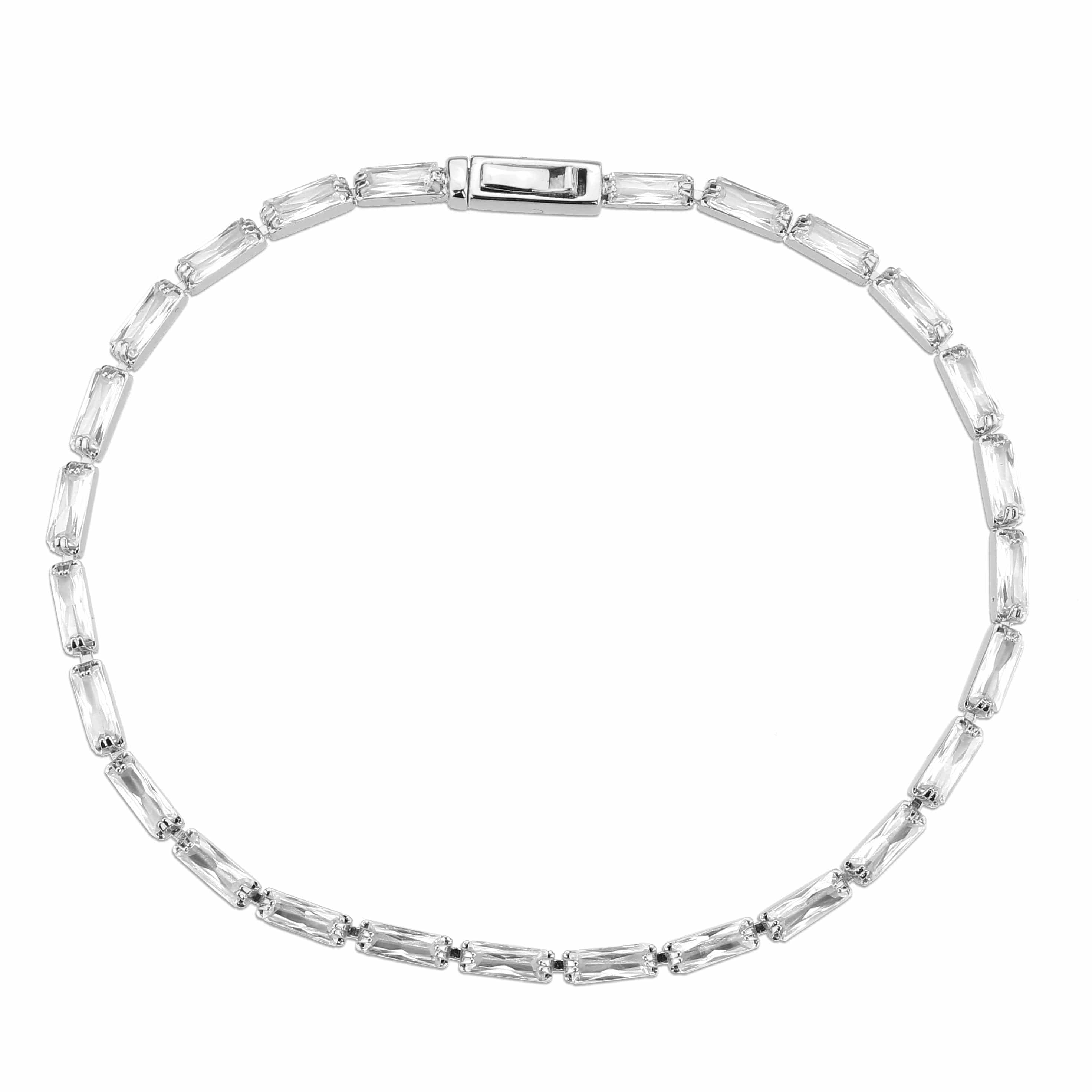 Brass CZ Baguette Bar Tennis Magnetic Bracelet view 3