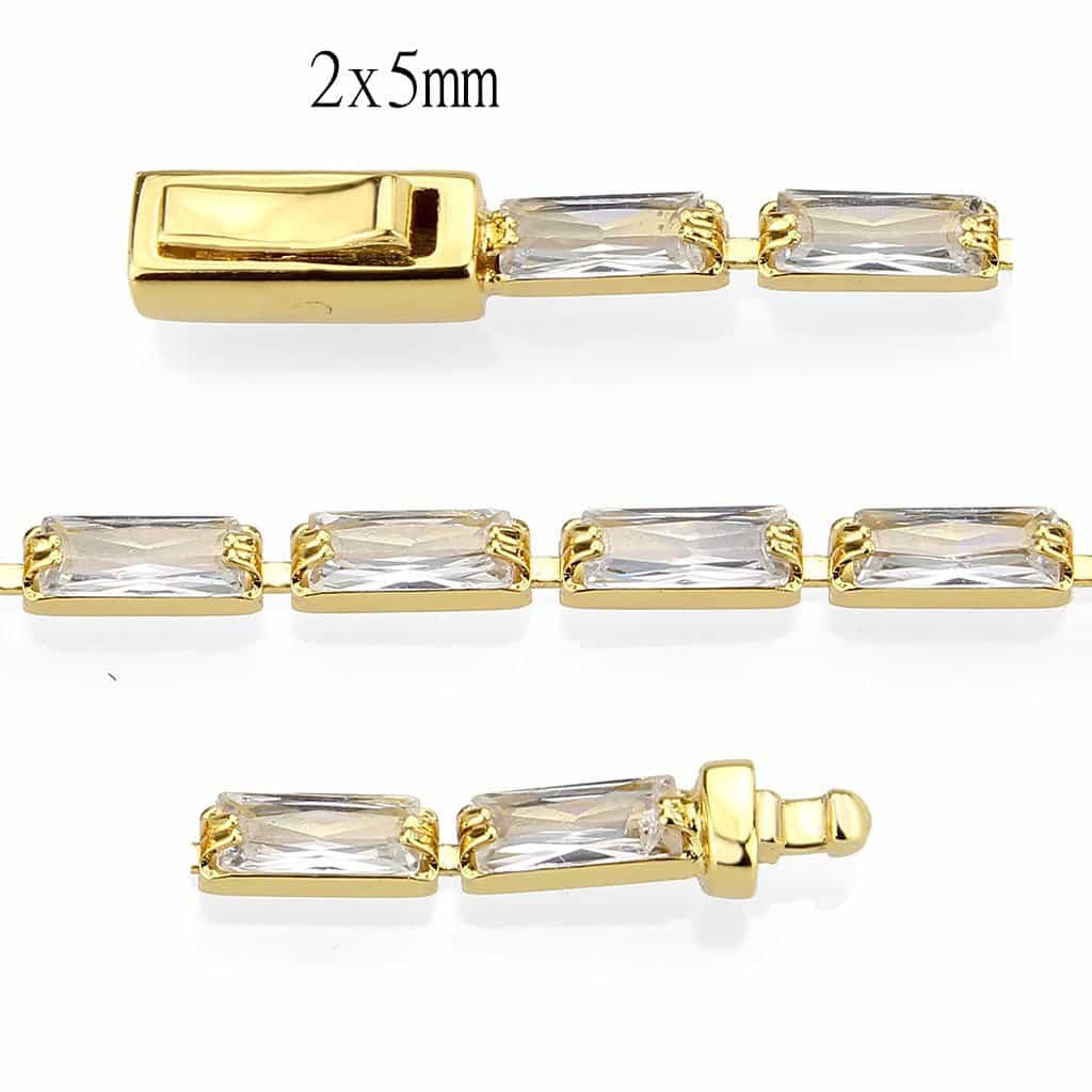 Brass Gold CZ Baguette Bar Tennis Magnetic Bracelet view 4
