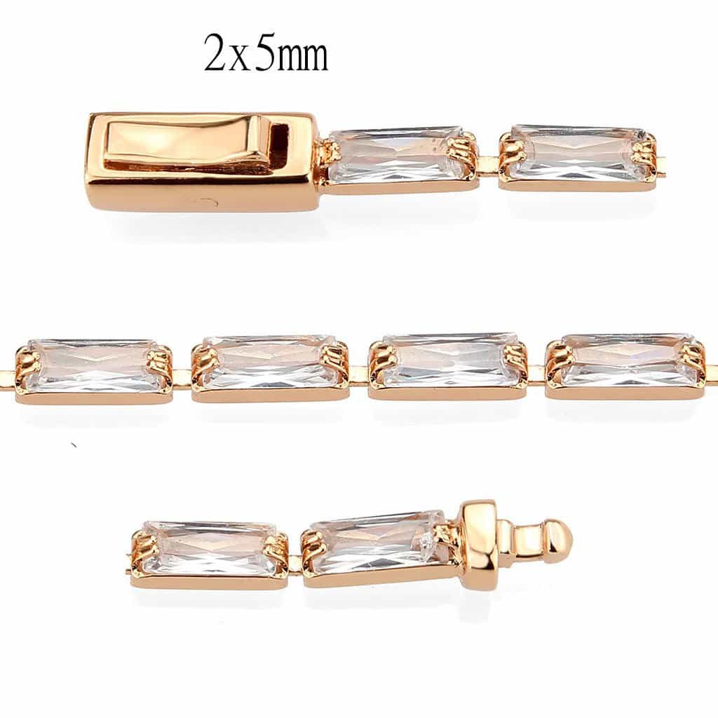 Brass Rose Gold CZ Baguette Bar Tennis Bracelet view 4
