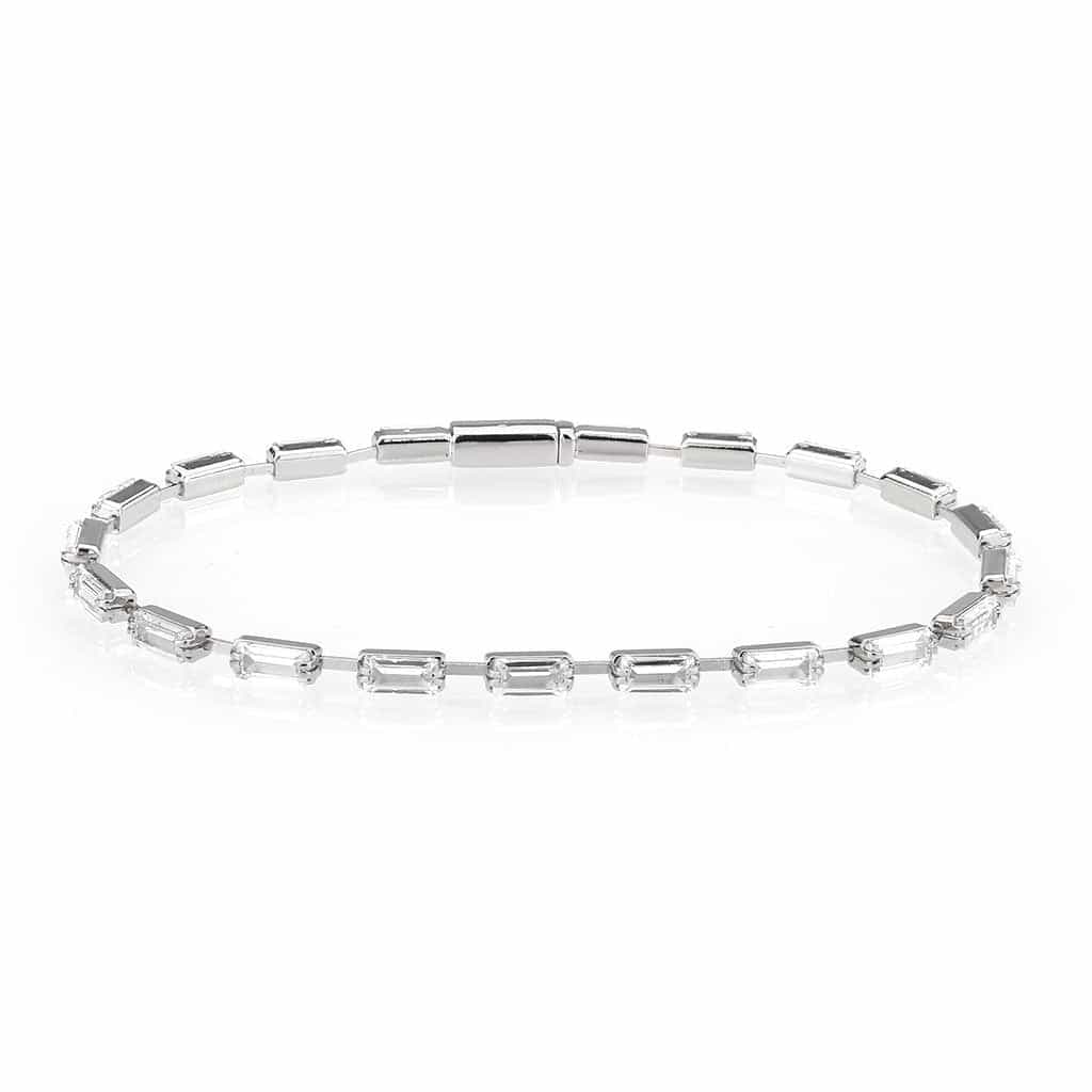 Brass CZ Baguette Bar Tennis Clasp Ring | The Stainless Jewelry view 1