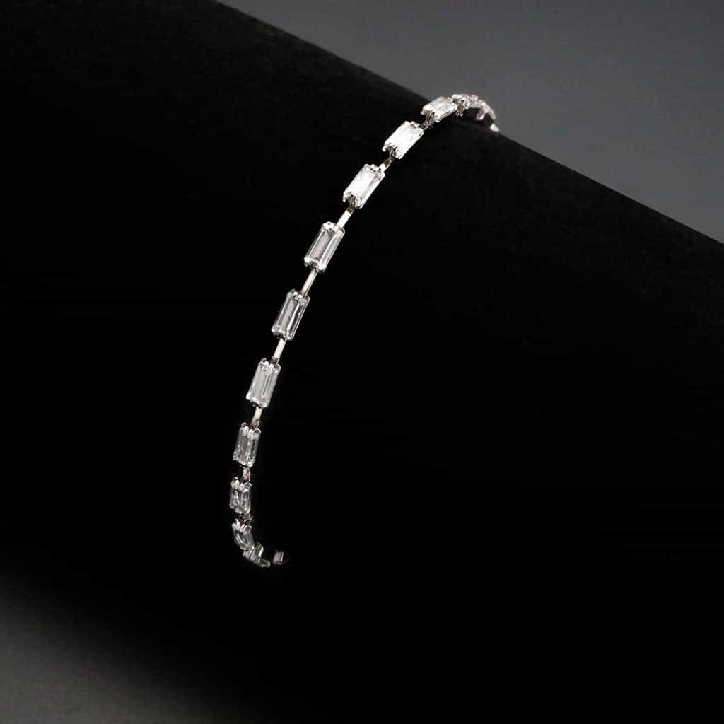 Brass CZ Baguette Bar Tennis Clasp Ring | The Stainless Jewelry view 2
