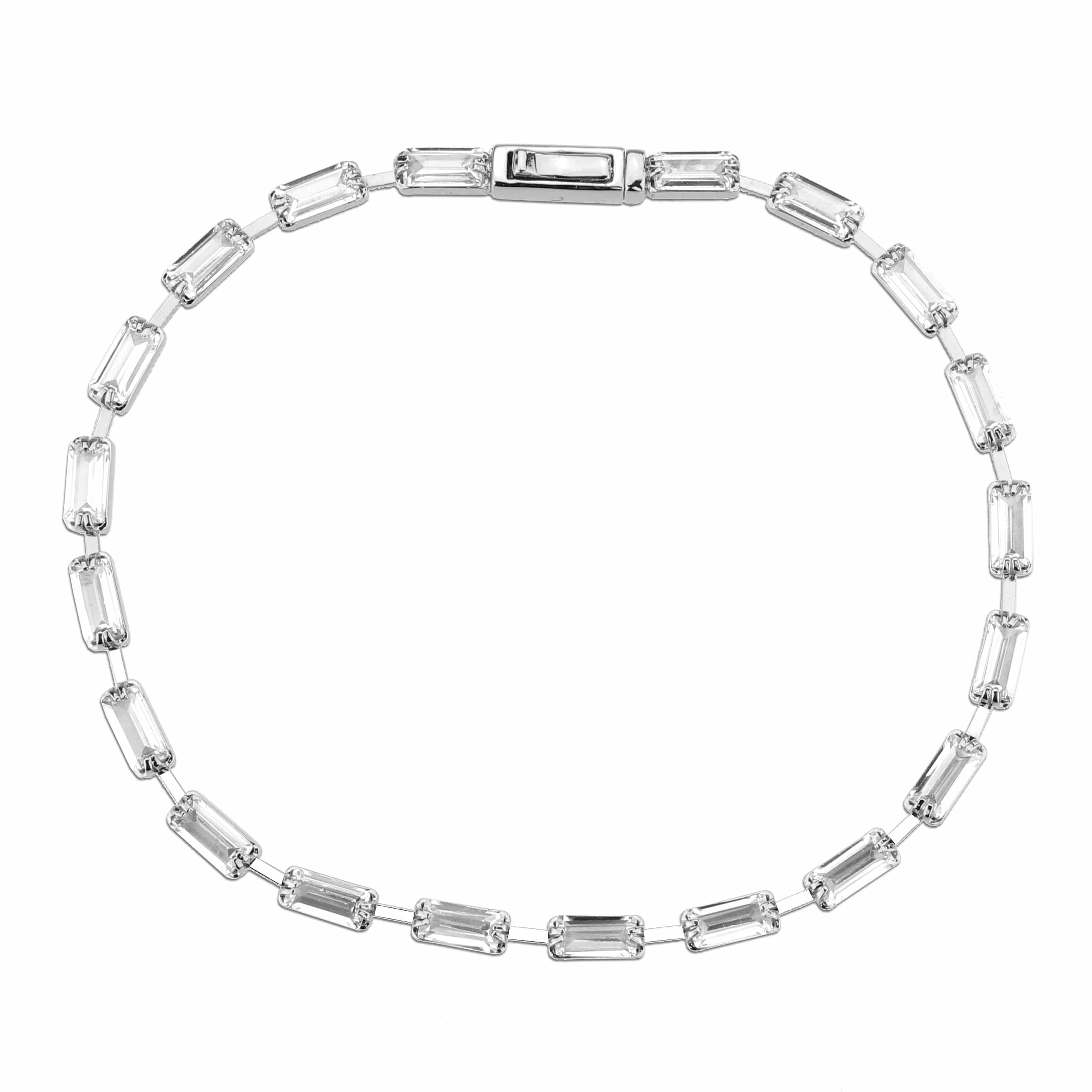 Brass CZ Baguette Bar Tennis Clasp Ring | The Stainless Jewelry view 3