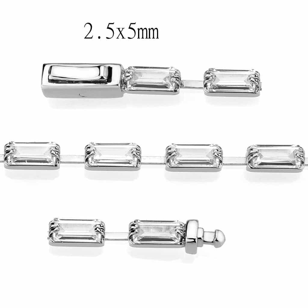 Brass CZ Baguette Bar Tennis Clasp Ring | The Stainless Jewelry view 4