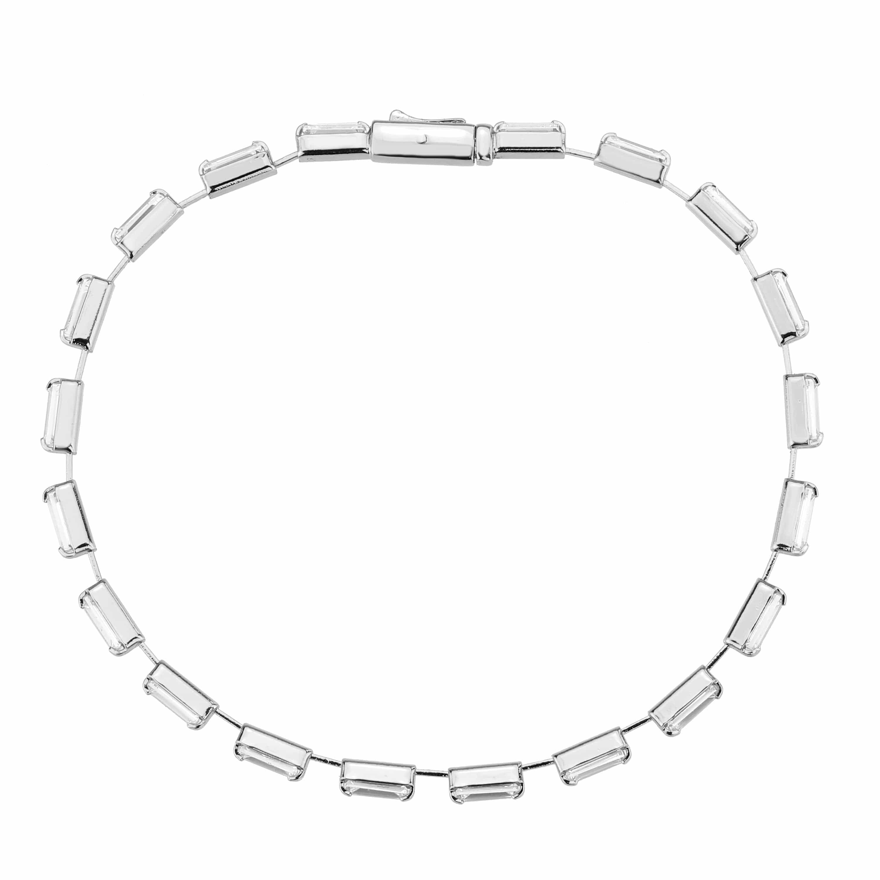 Brass CZ Baguette Bar Tennis Clasp Ring | The Stainless Jewelry view 6