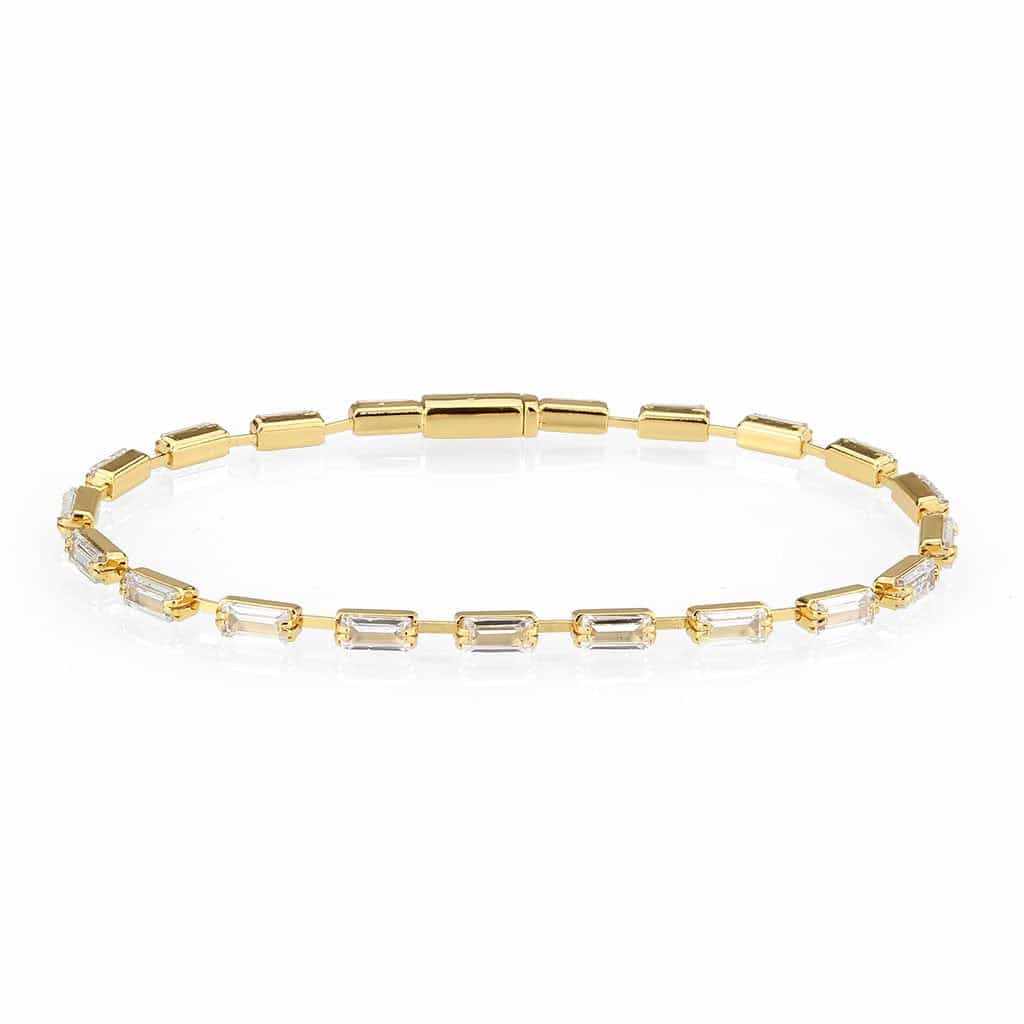 Brass Gold CZ Baguette Bar Tennis Bracelet view 1