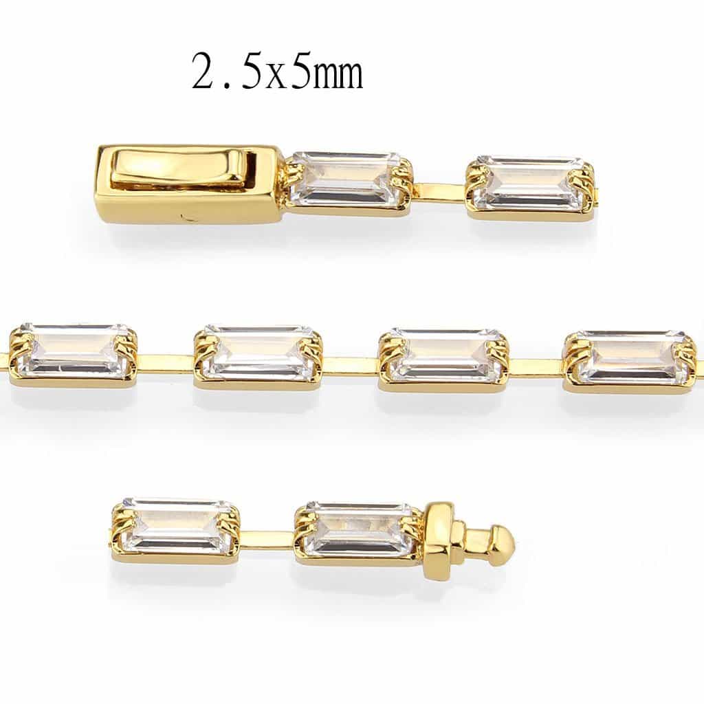 Brass Gold CZ Baguette Bar Tennis Bracelet view 4
