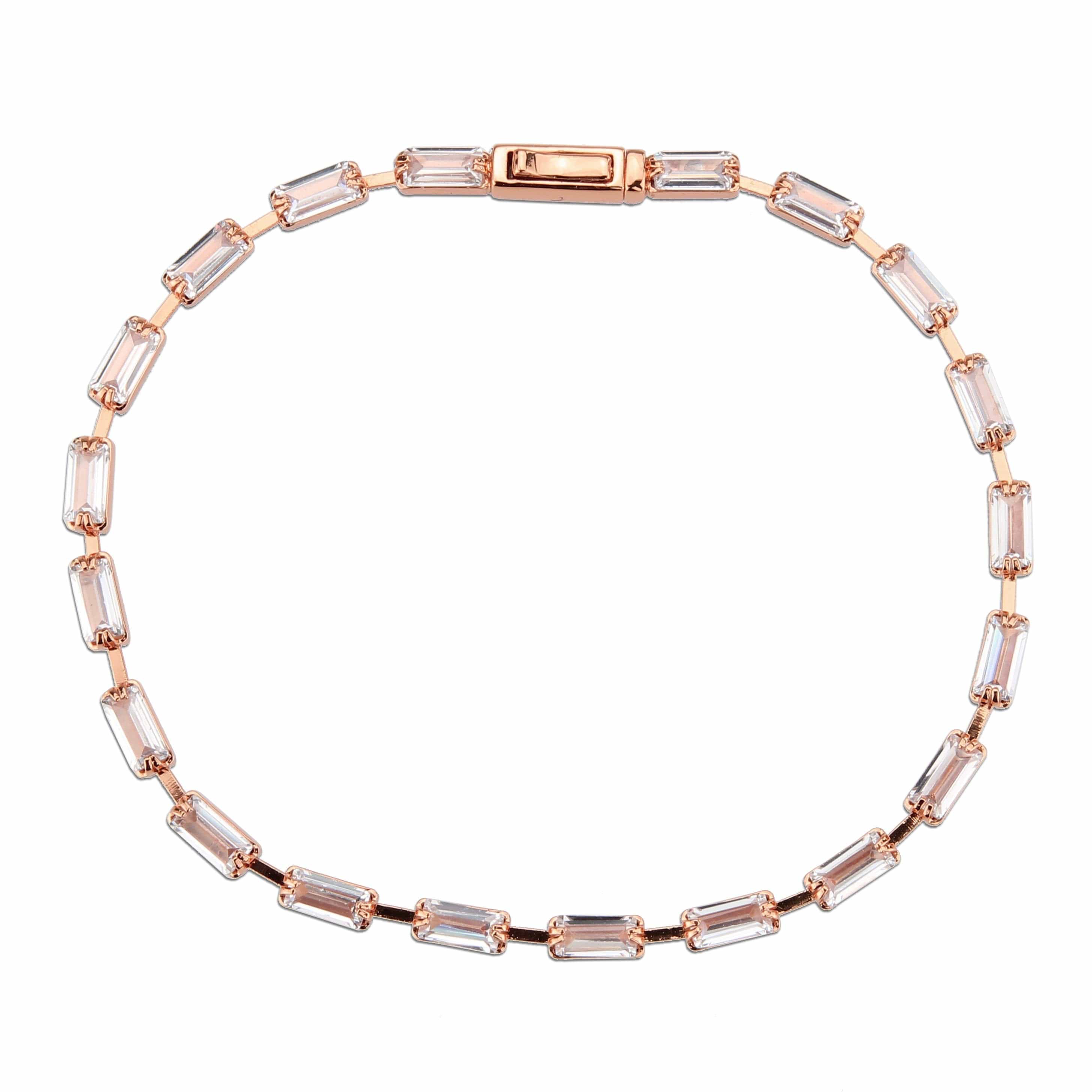 Brass Gold CZ Baguette Bar Tennis Large Bracelet view 3