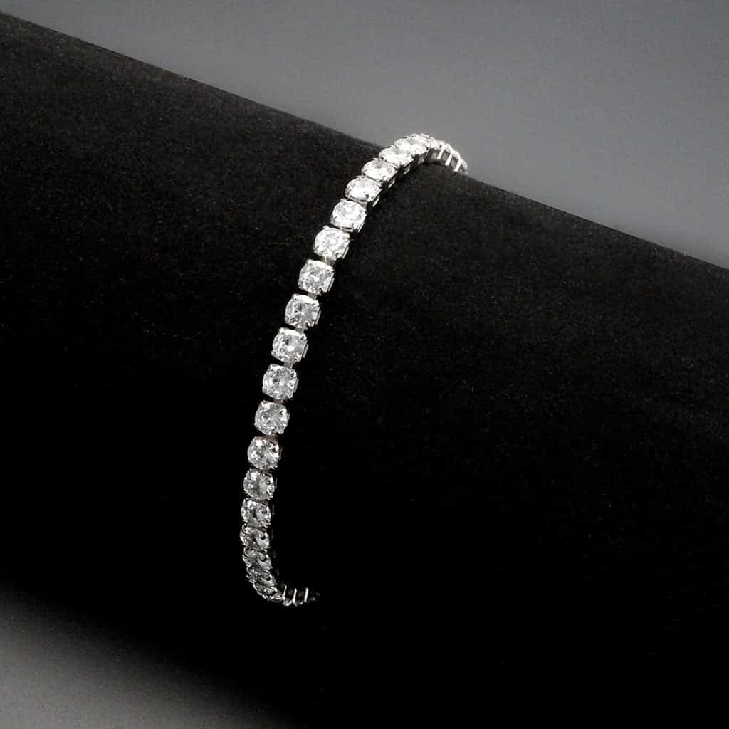 Brass CZ Round Tennis Clasp Thin Ring | The Stainless Jewelry view 2