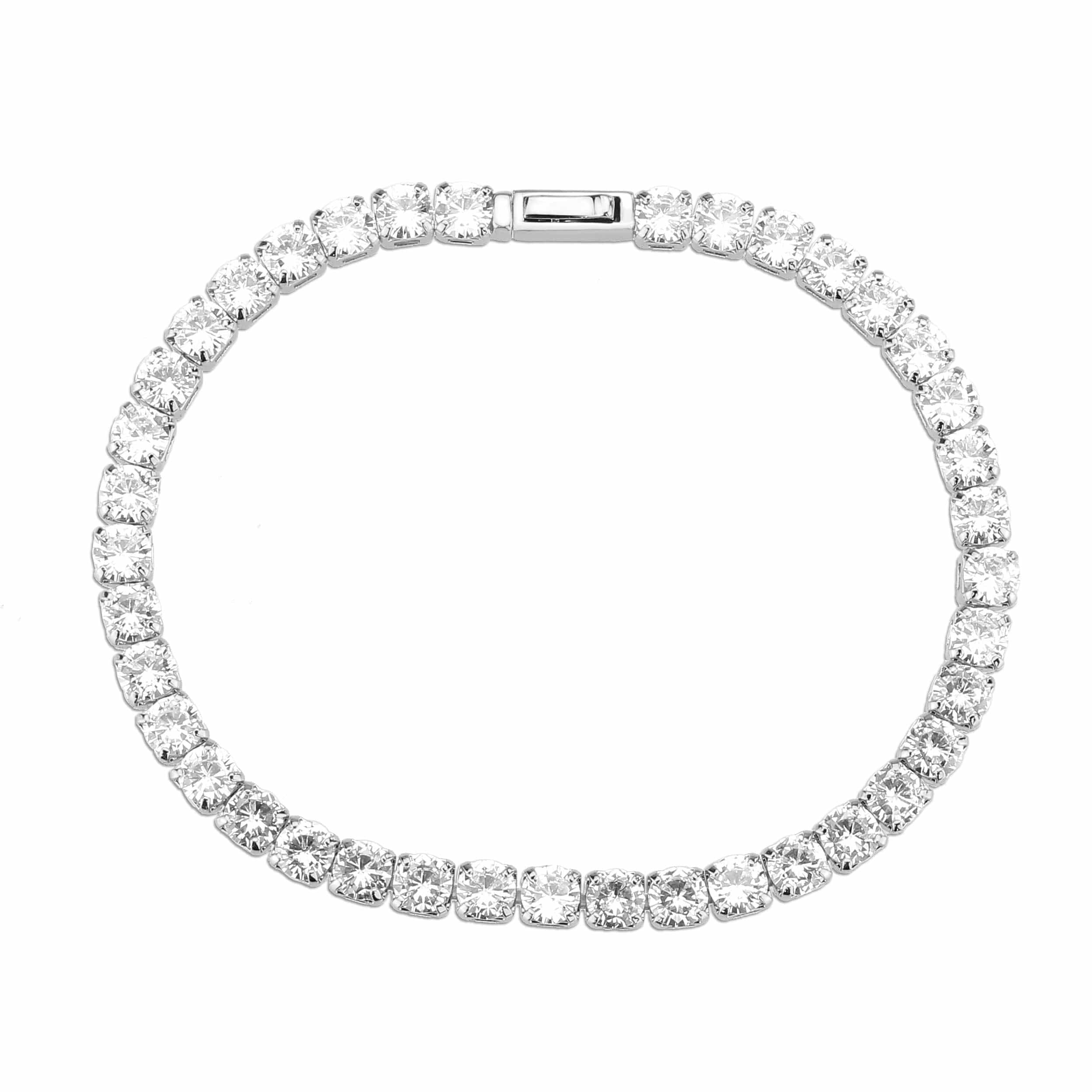 Brass CZ Round Tennis Clasp Thin Ring | The Stainless Jewelry view 3