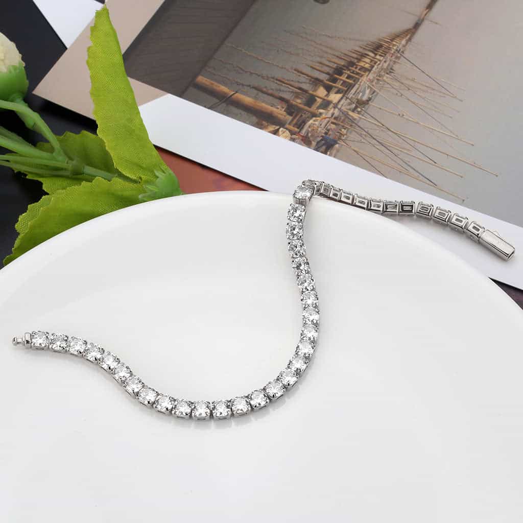 Brass CZ Round Tennis Clasp Thin Ring | The Stainless Jewelry view 5