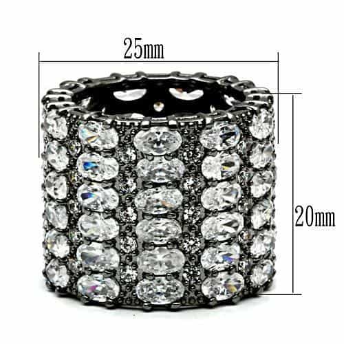 Brass Black CZ Full Pavé Wide Dome Cocktail Ring view 6