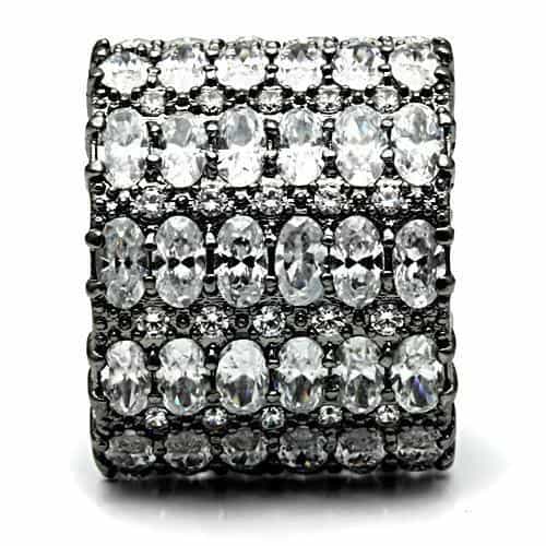 Brass Black CZ Full Pavé Wide Dome Cocktail Ring view 8