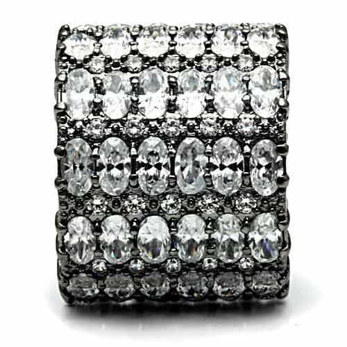 Brass Black CZ Full Pavé Wide Dome Cocktail Ring view 4