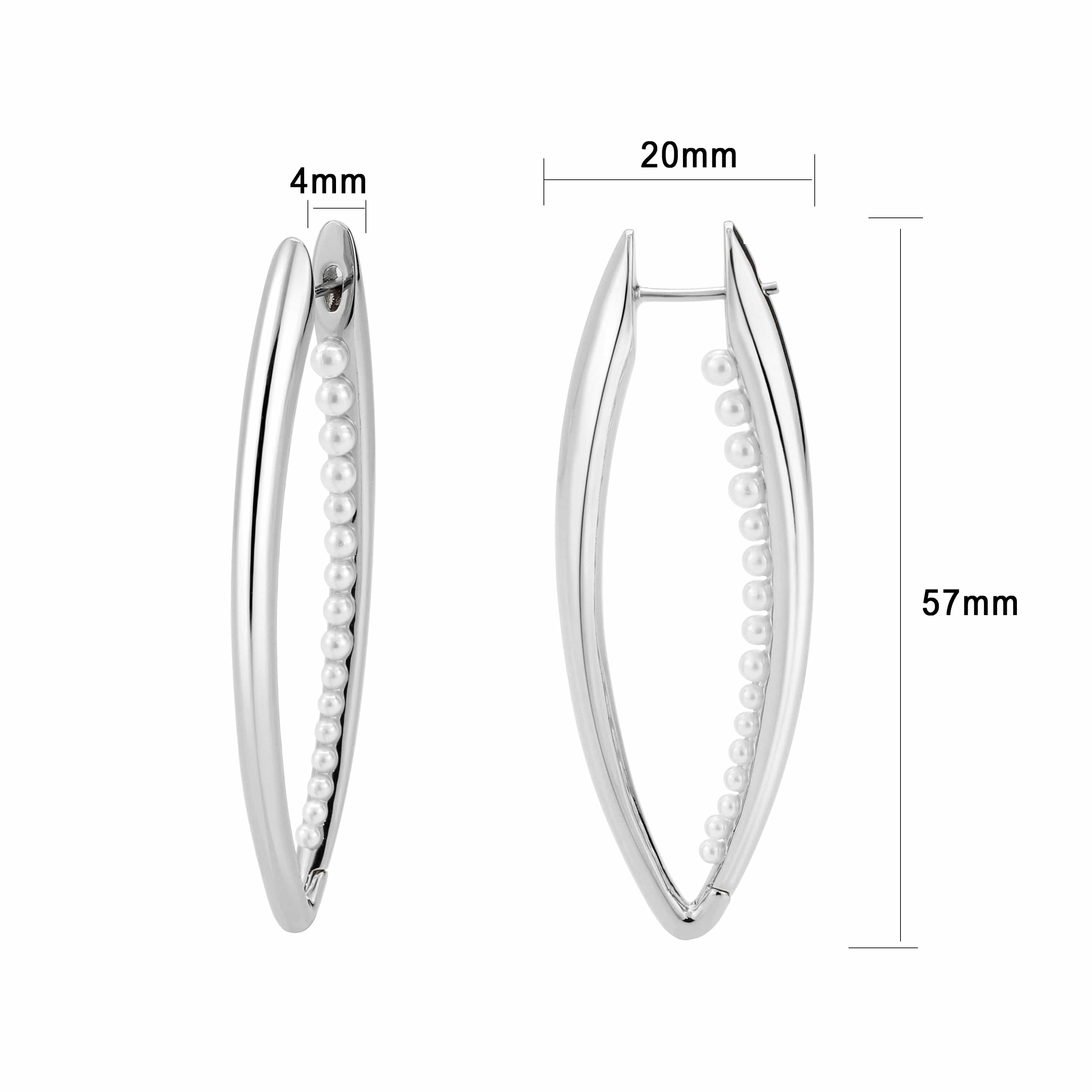 Brass Pearl Channel Elongated Hoop Ring | The Stainless Jewelry view 2