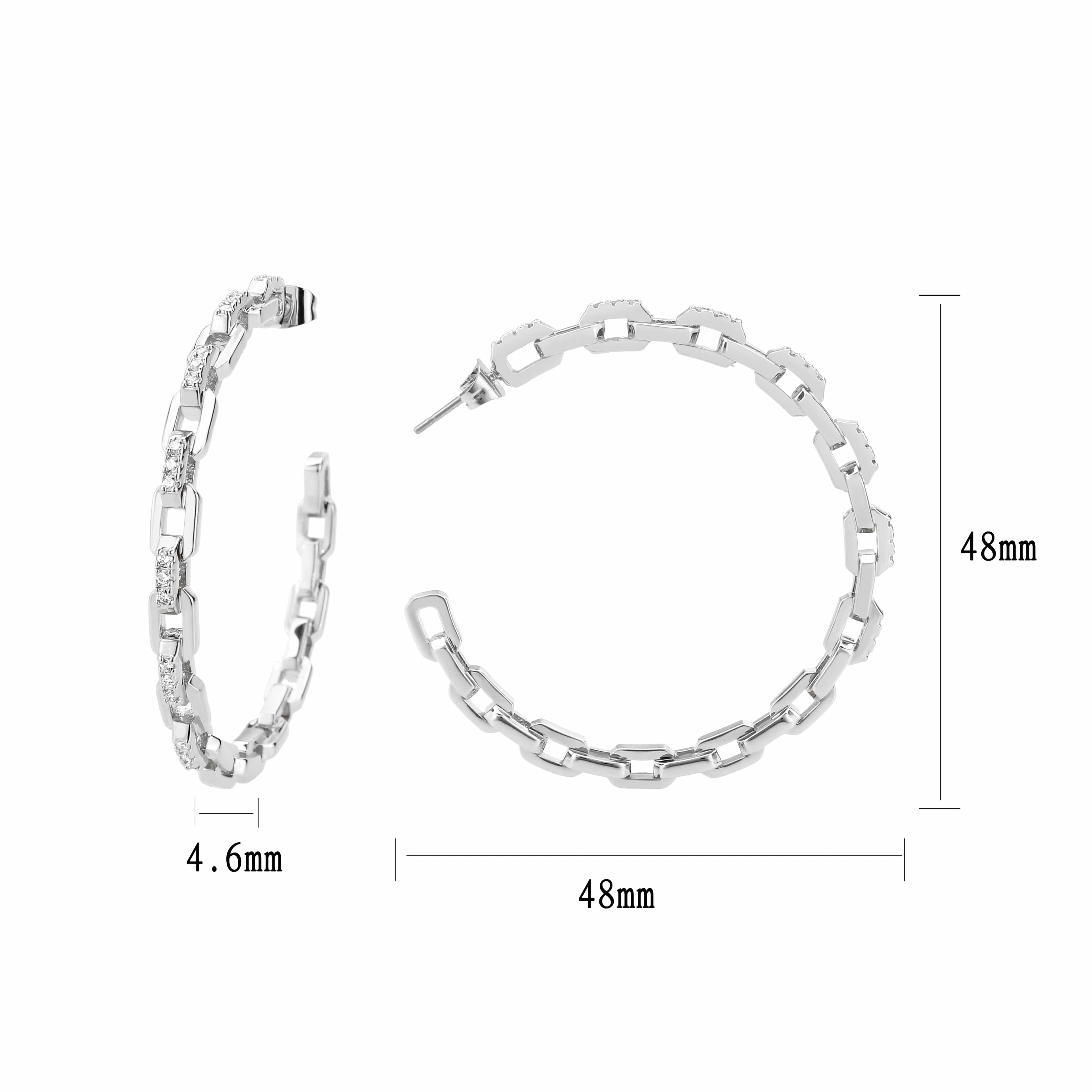 Brass CZ Chain Link Open Hoop Earrings | The Stainless Jewelry view 2