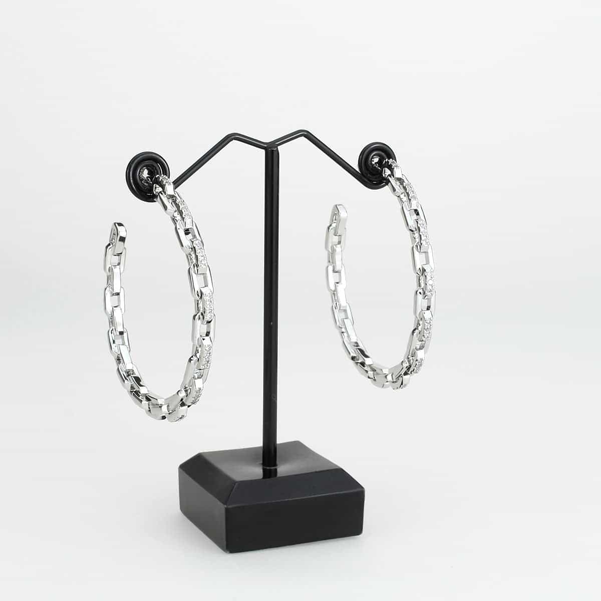 Brass CZ Chain Link Open Hoop Earrings | The Stainless Jewelry view 3