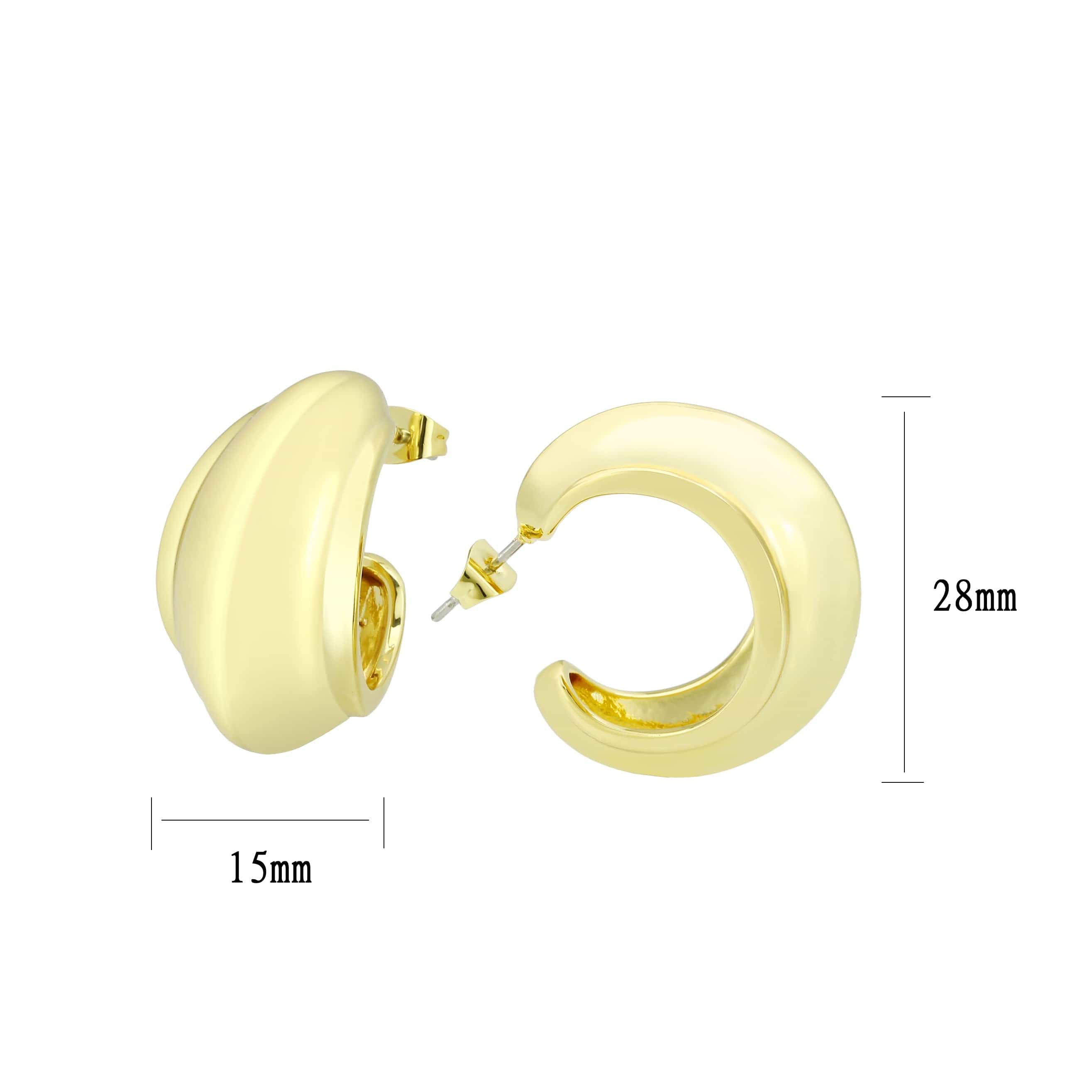 Brass Gold Polished Wide Dome Hoop Earrings view 2