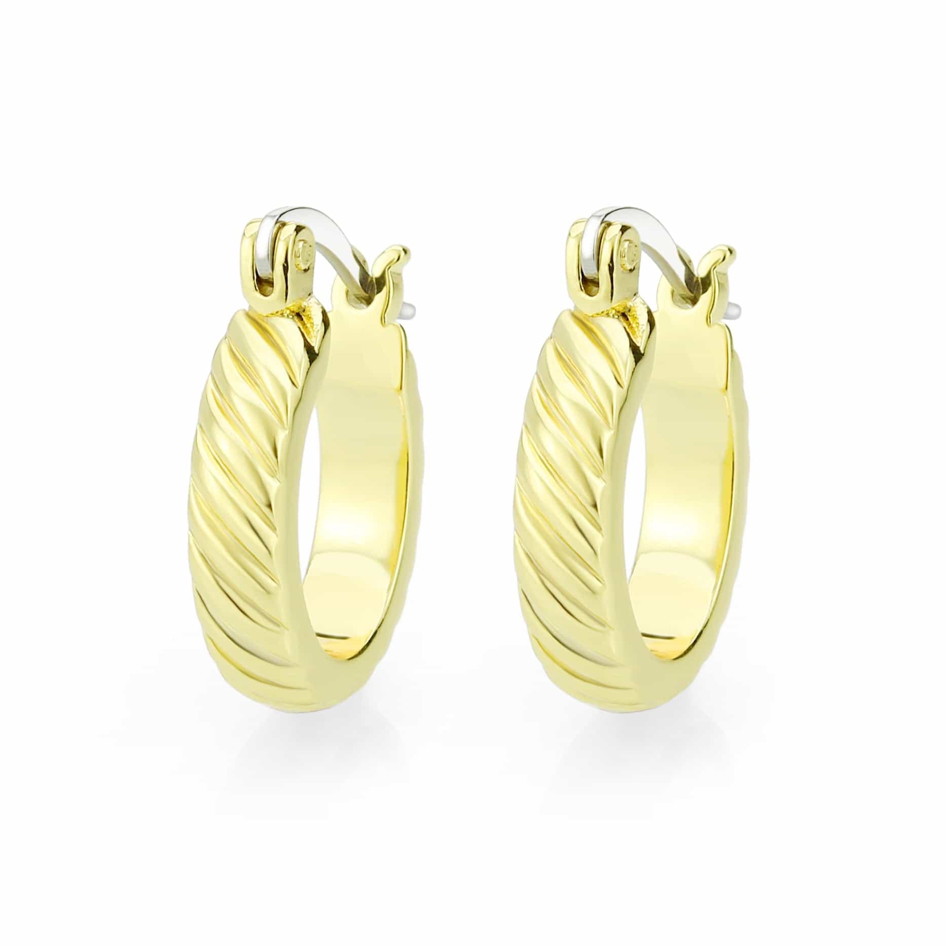 Brass Gold Twisted Cable Hoop Earrings | The Stainless Jewelry view 1