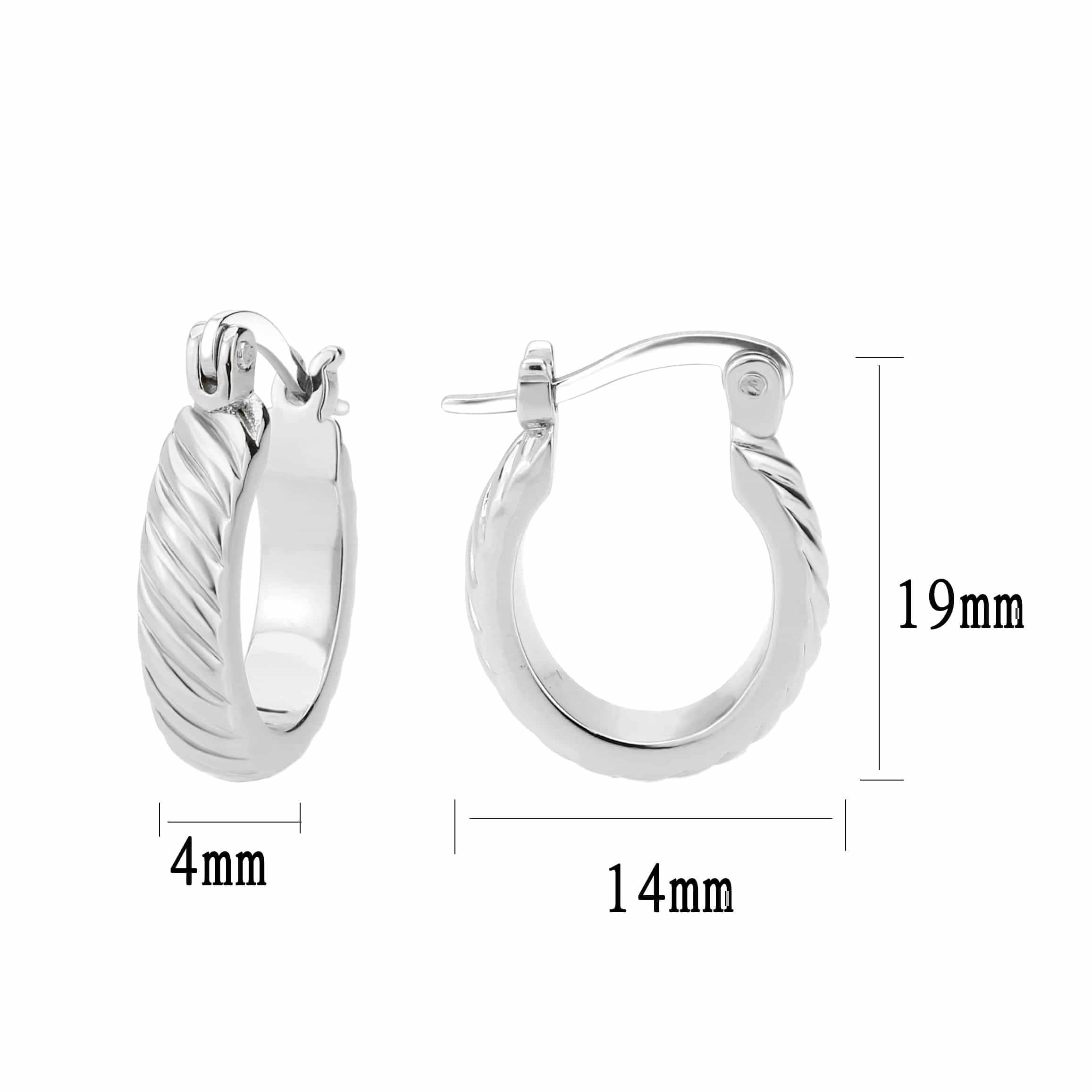 Brass Silver Twisted Cable Huggie Hoop Earrings view 2