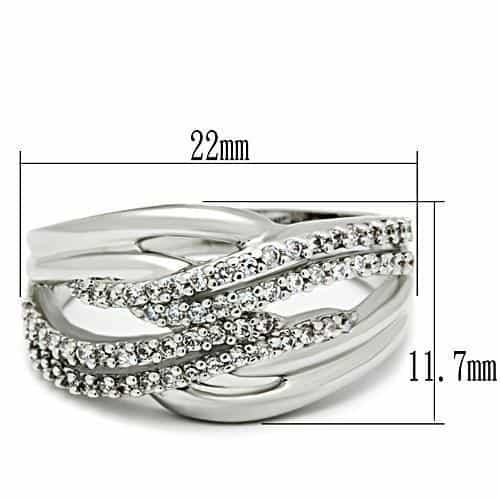 Brass CZ Pave Wide Crossover Band Ring | The Stainless Jewelry view 6