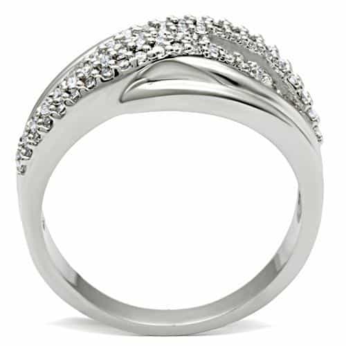 Brass CZ Pave Wide Crossover Band Ring | The Stainless Jewelry view 3